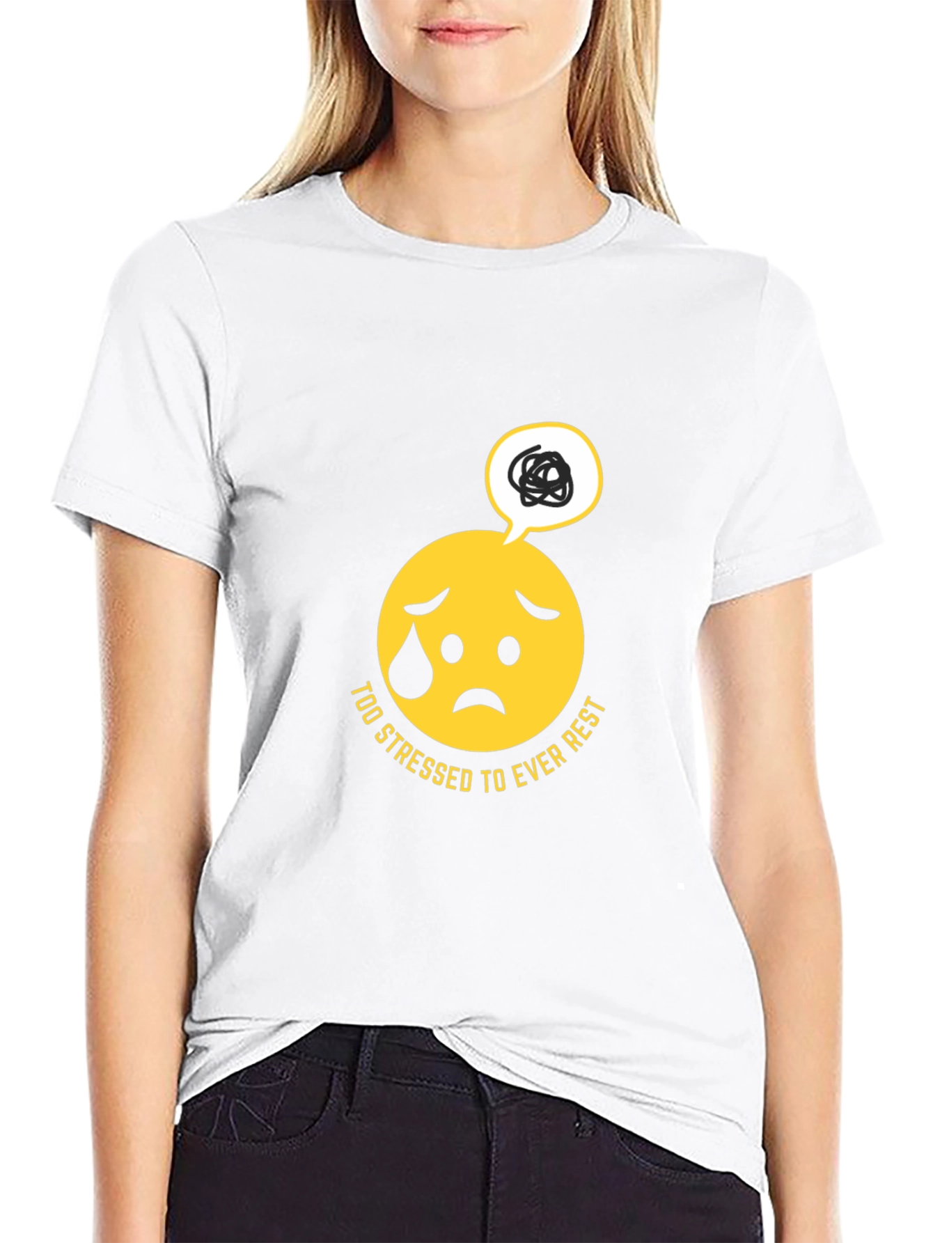 Stressed Emoji Graphic Black T-Shirt