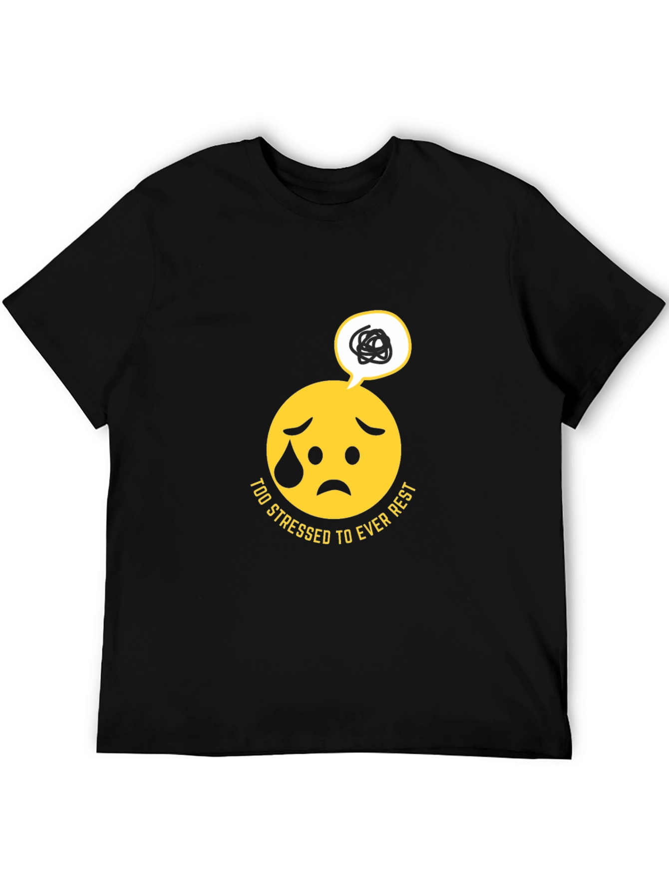 Stressed Emoji Graphic Black T-Shirt
