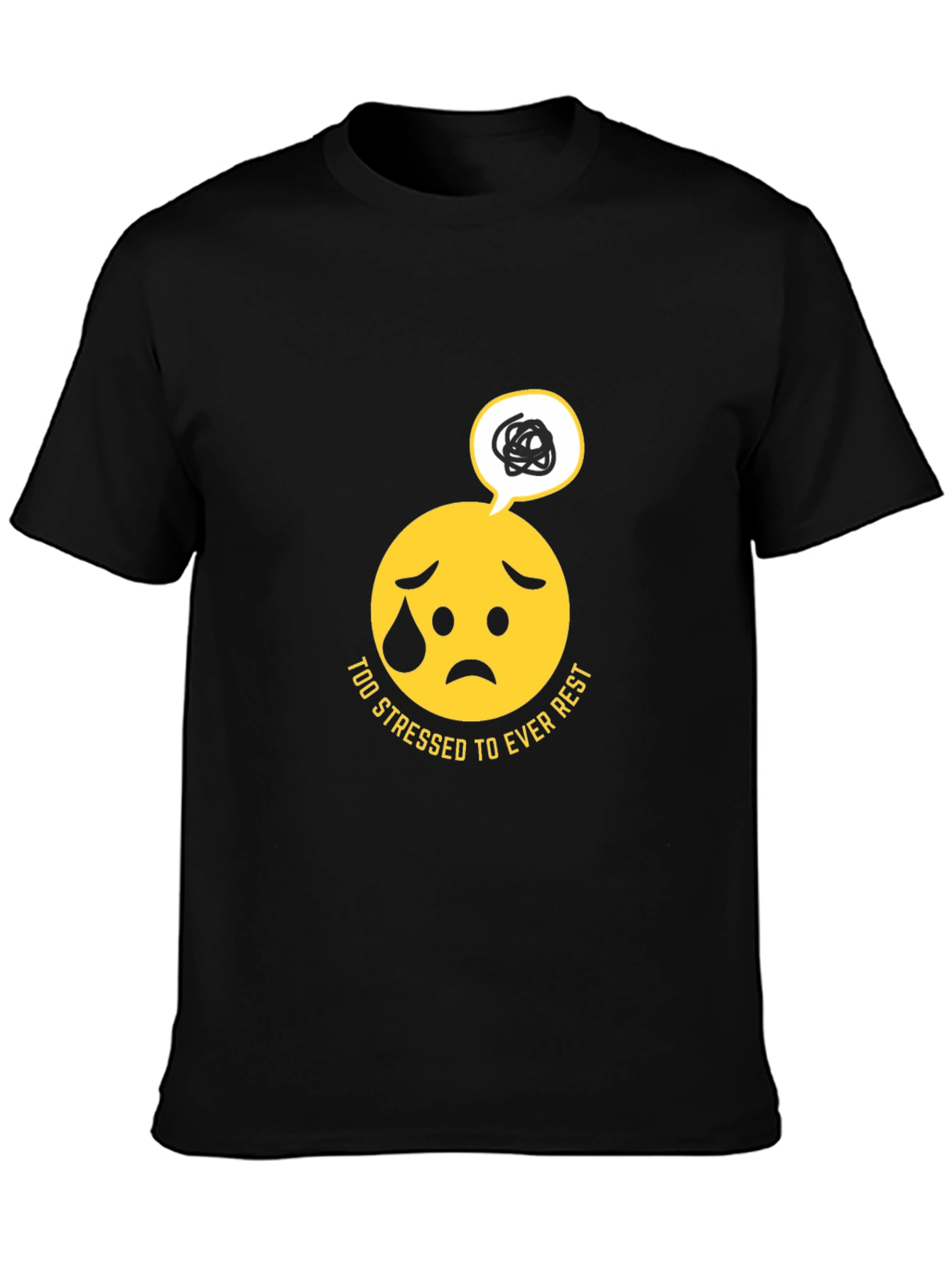 Stressed Emoji Graphic Black T-Shirt