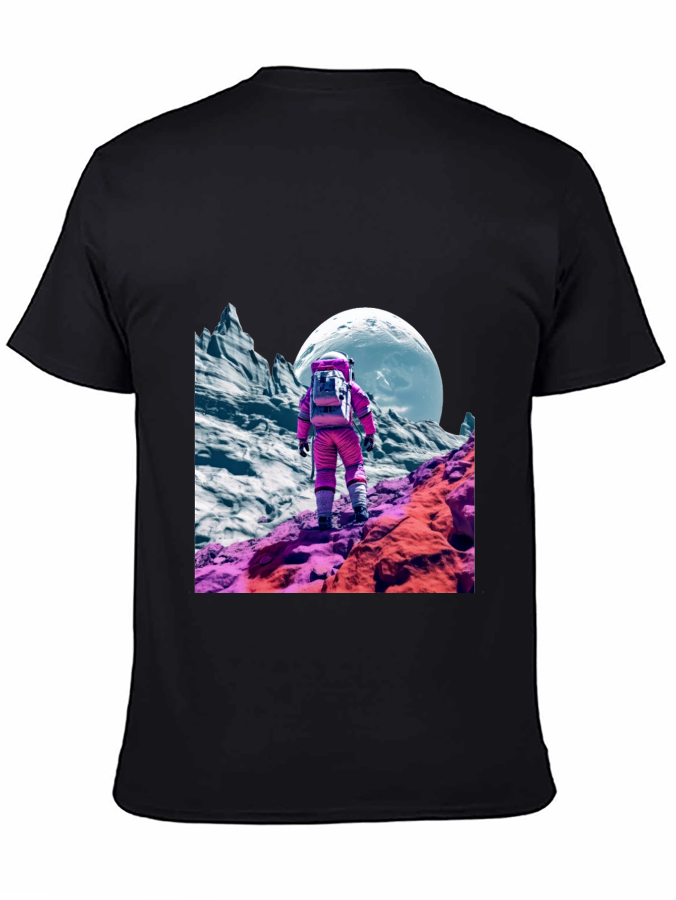 Astronaut in Space Black T-Shirt