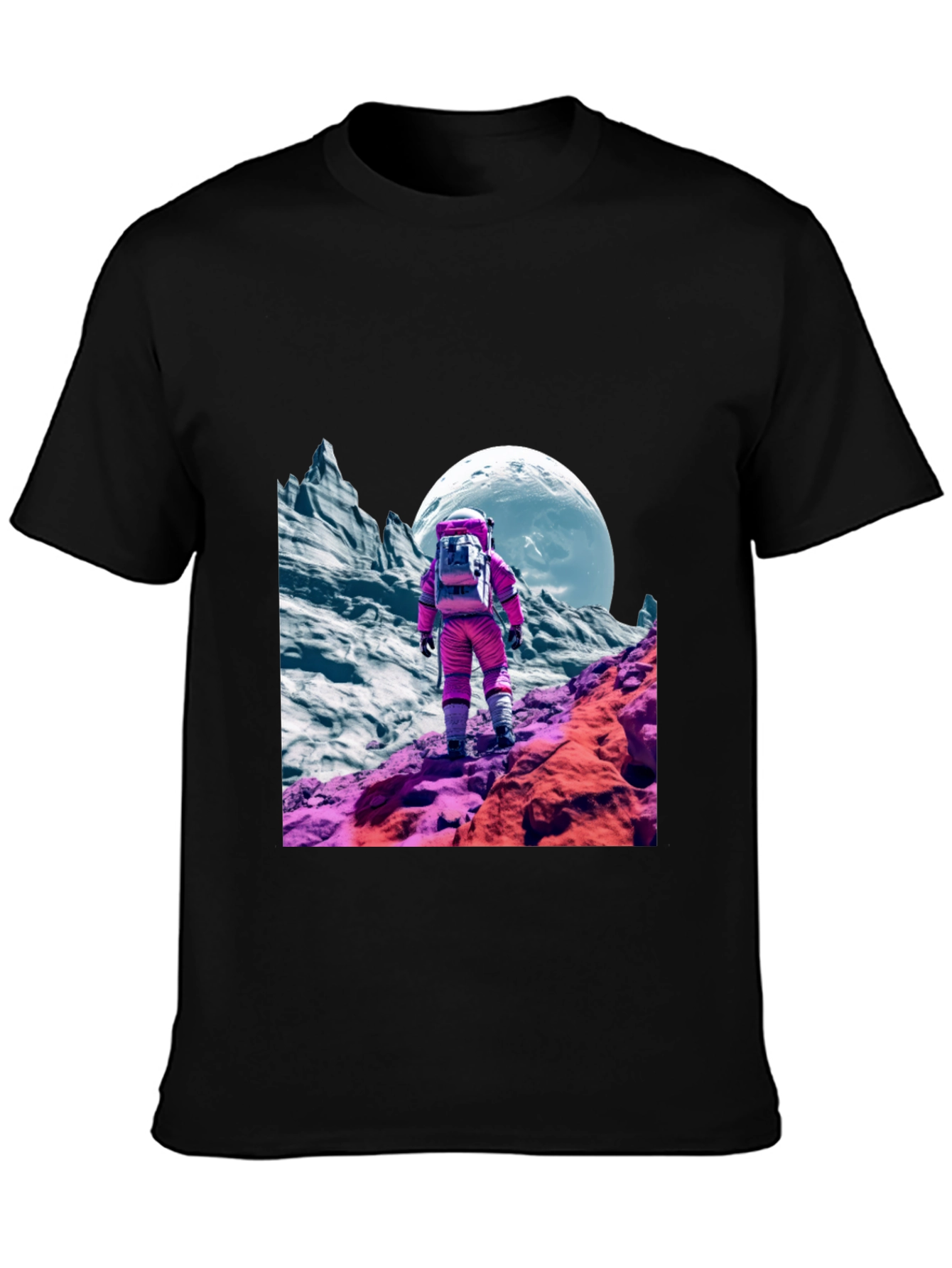 Astronaut in Space Black T-Shirt