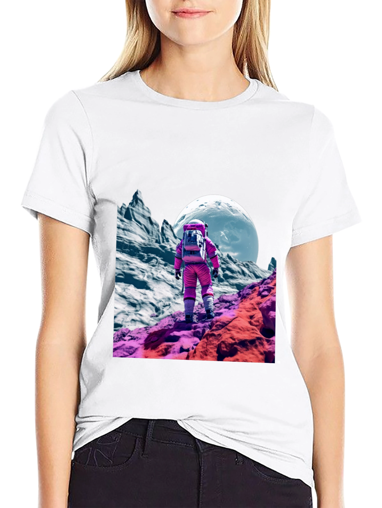Astronaut in Space Black T-Shirt