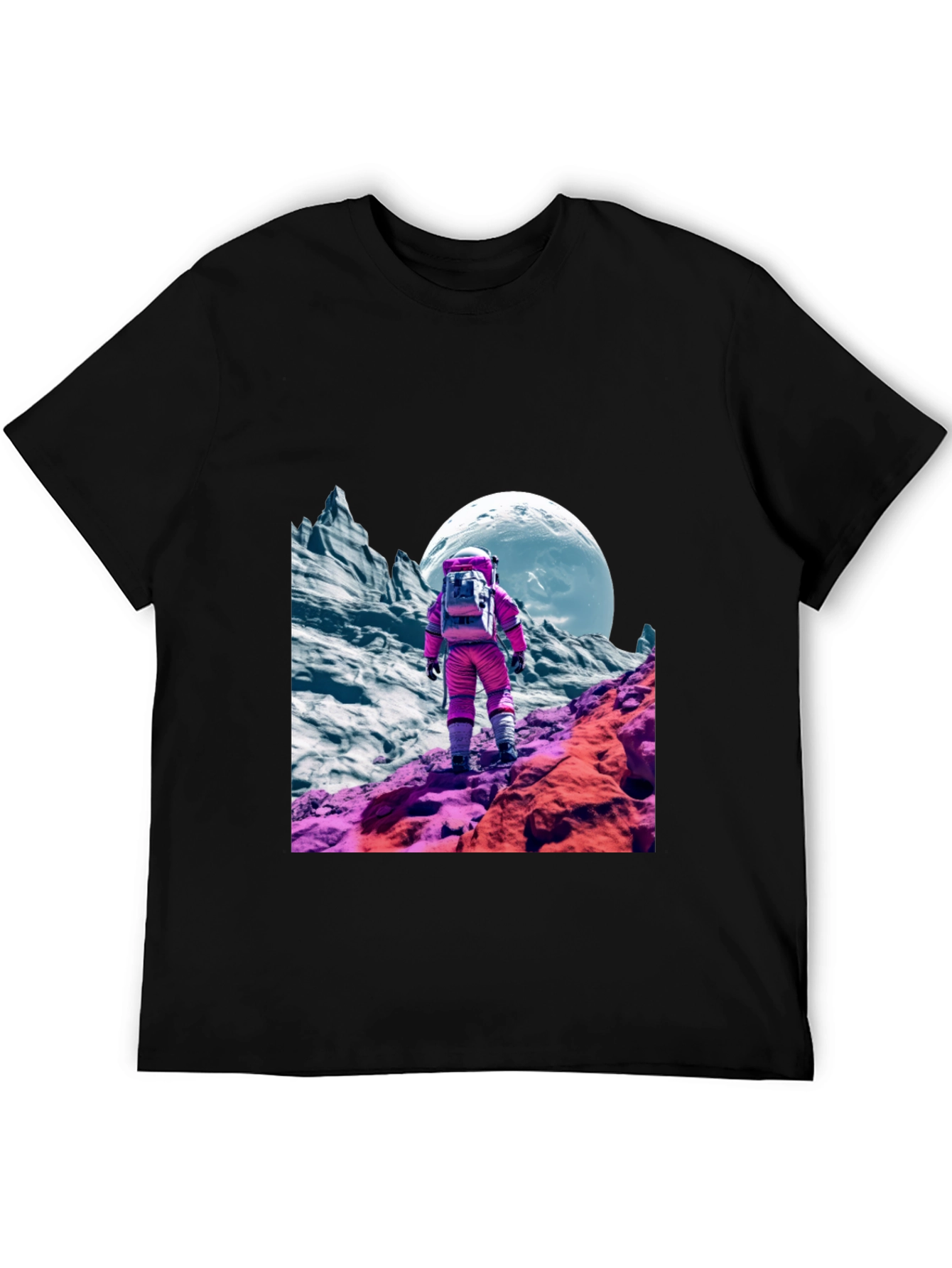 Astronaut in Space Black T-Shirt