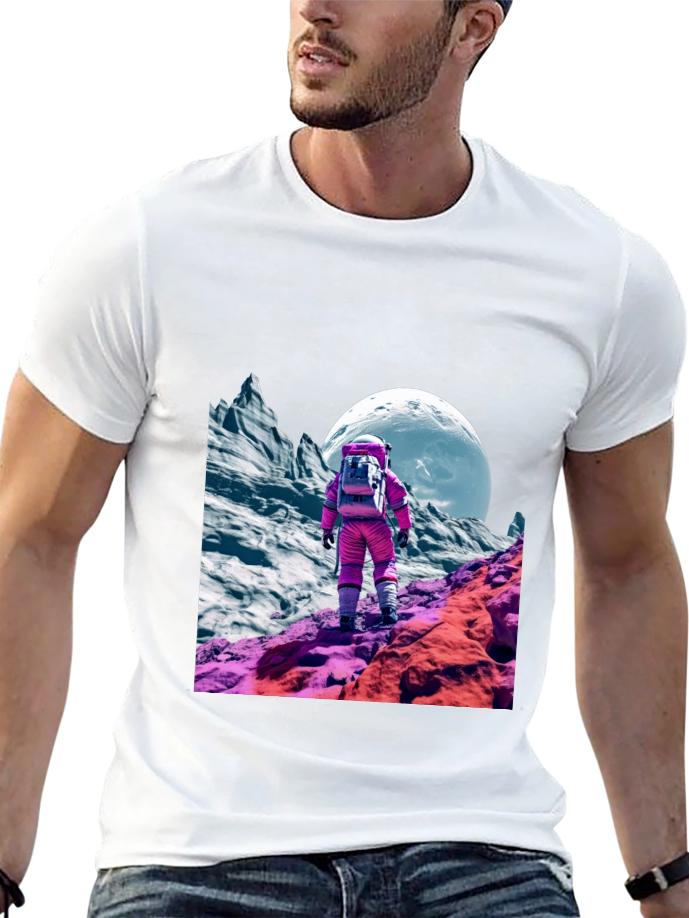 Astronaut in Space Black T-Shirt