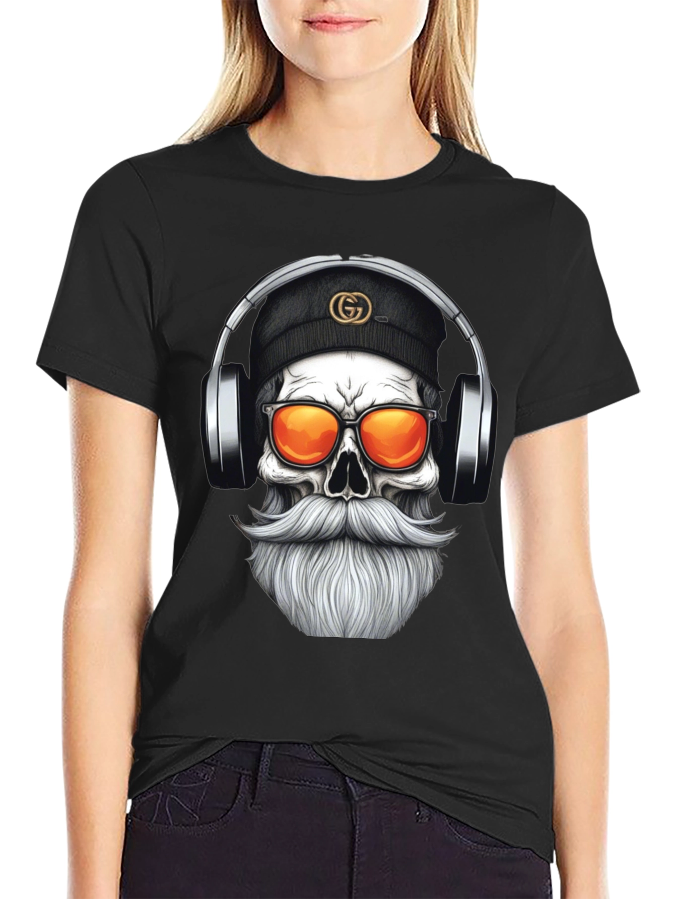 Skull DJ Graphic Tee - Black Fashion T-Shirt