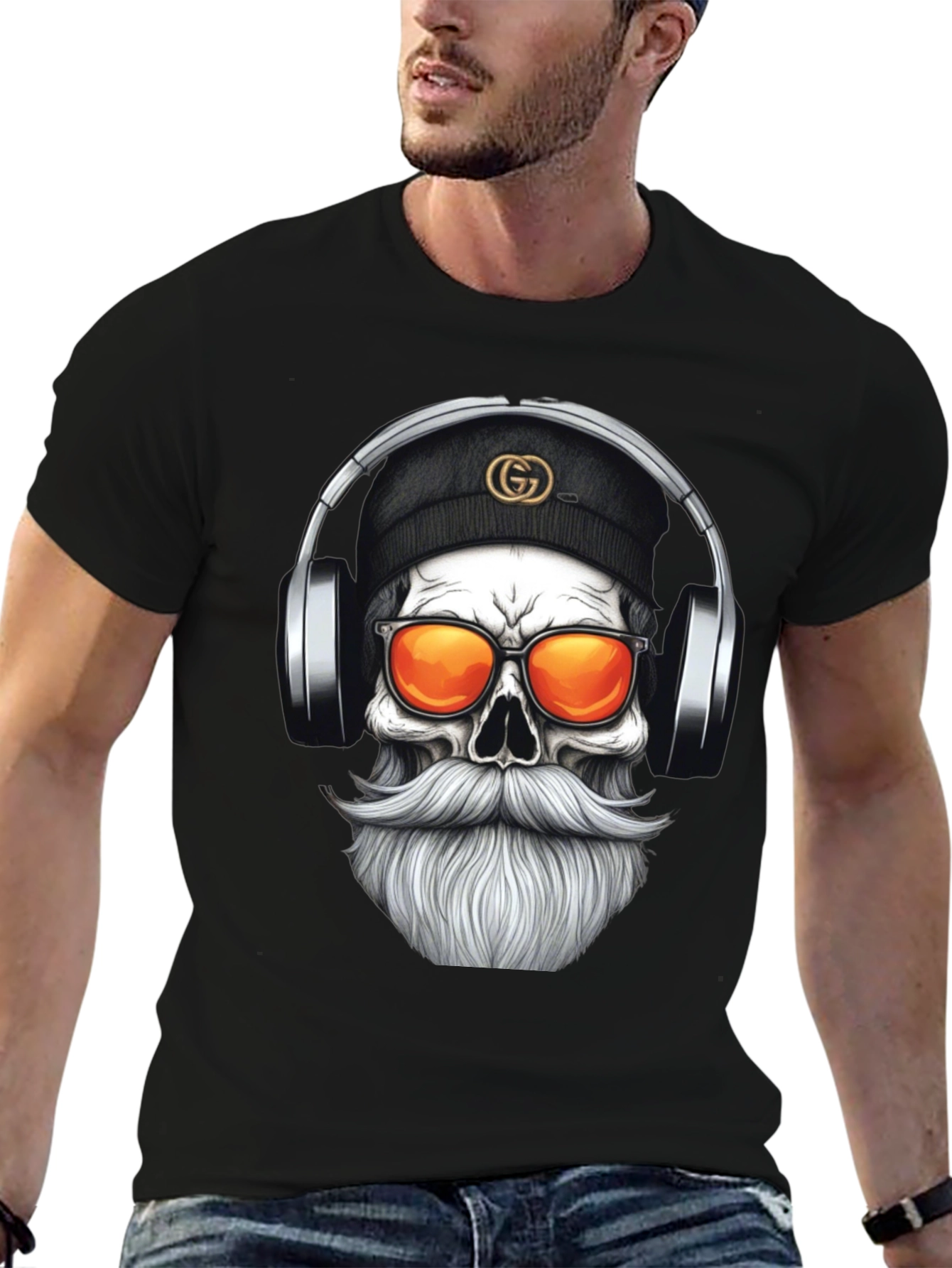 Skull DJ Graphic Tee - Black Fashion T-Shirt