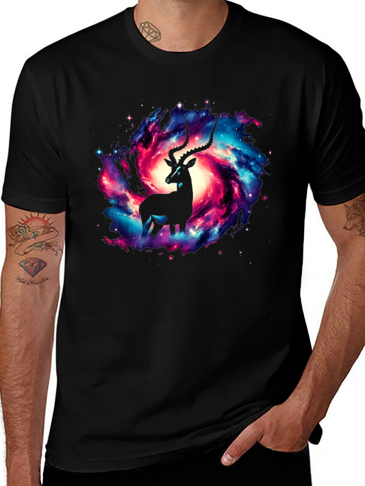 Galaxy Antelope Graphic Tee - Stylish Cosmic Design