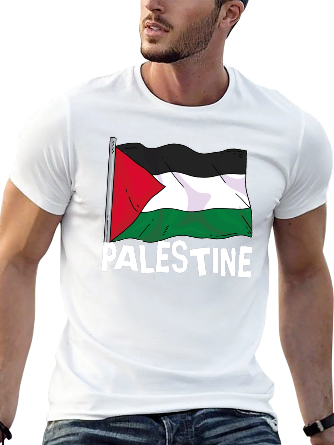 Palestine Flag Graphic T-Shirt - Black