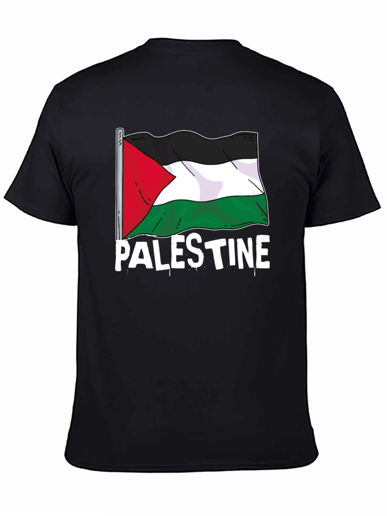 Palestine Flag Graphic T-Shirt - Black