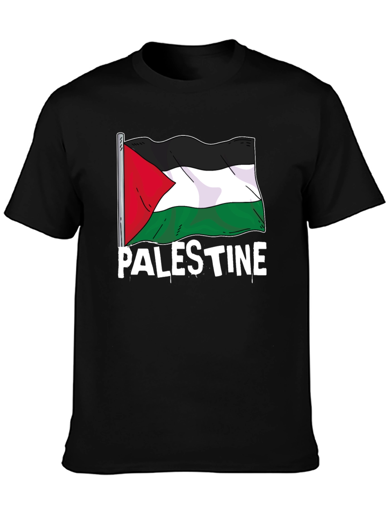 Palestine Flag Graphic T-Shirt - Black