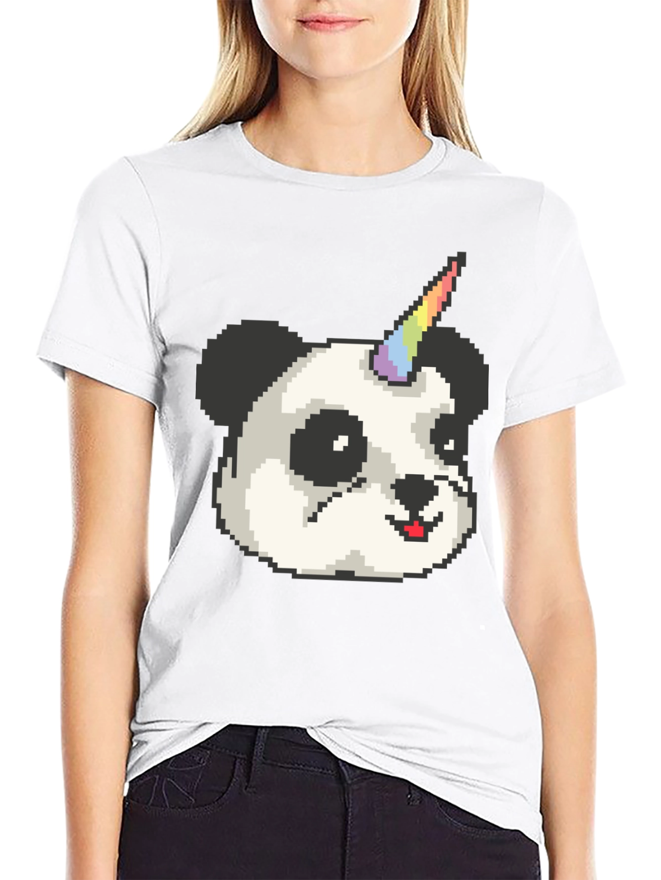 Pixel Panda Unicorn T-Shirt - Black