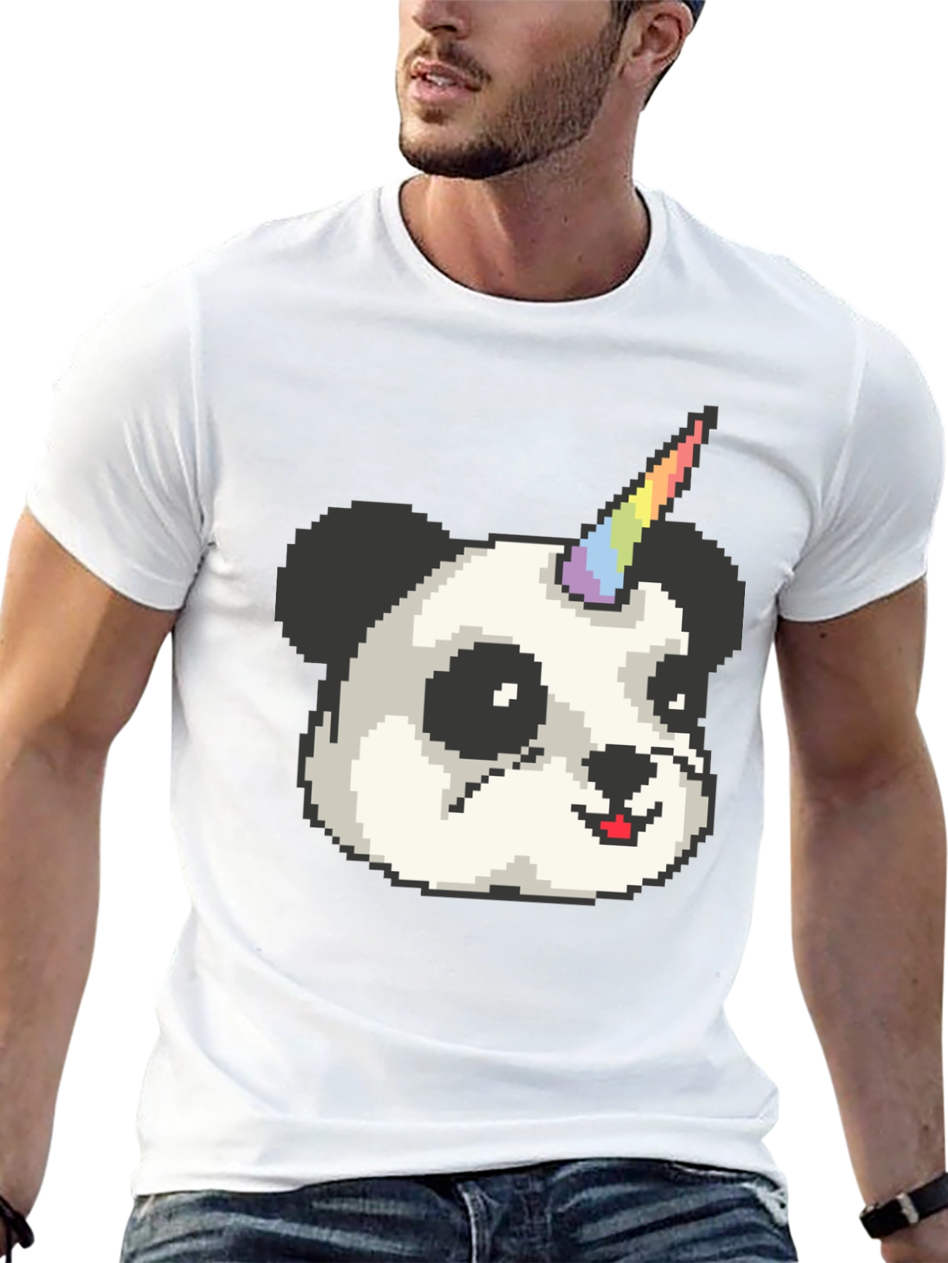 Pixel Panda Unicorn T-Shirt - Black