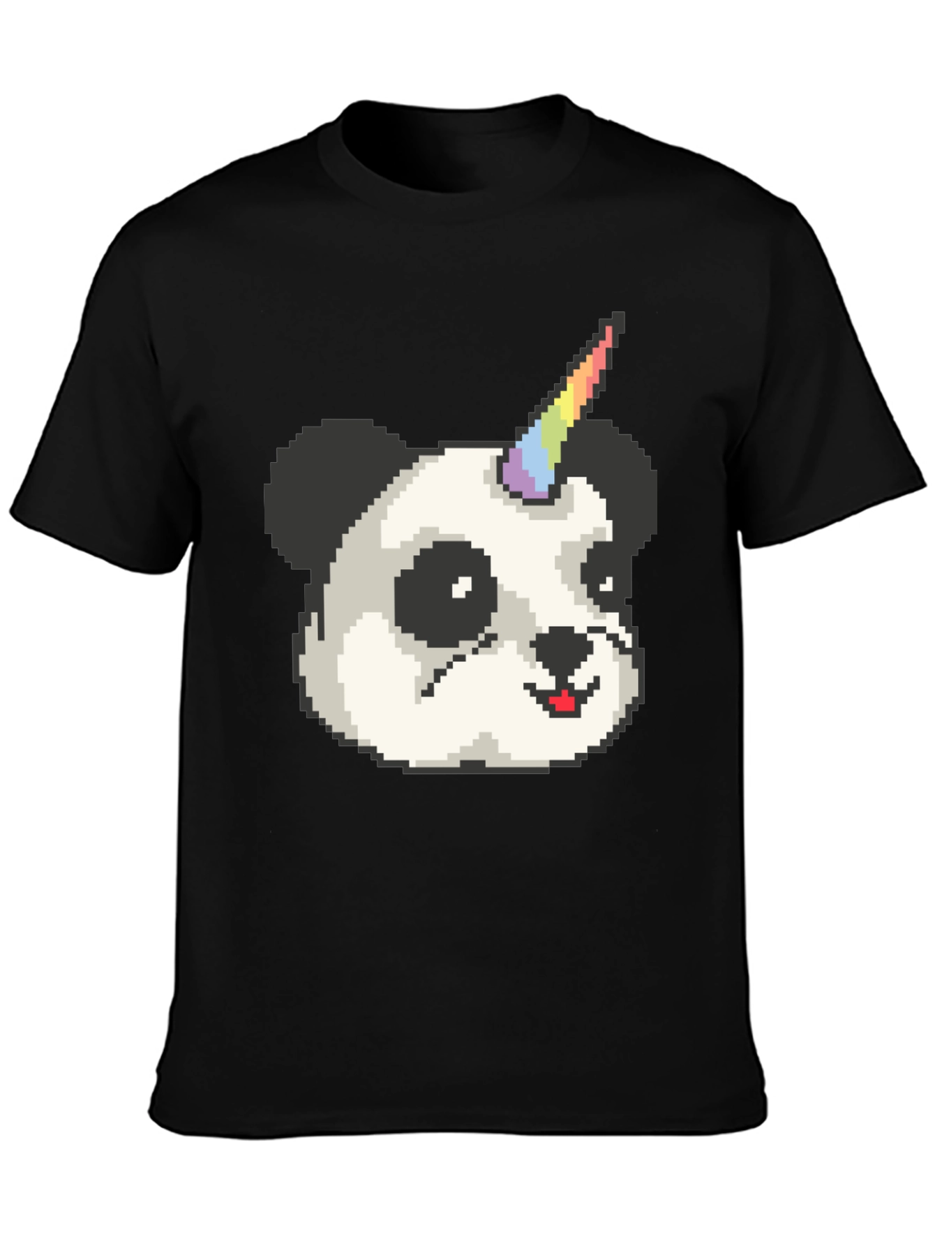 Pixel Panda Unicorn T-Shirt - Black