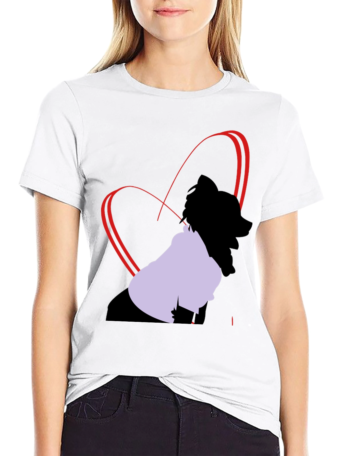 Heart Design Black T-Shirt