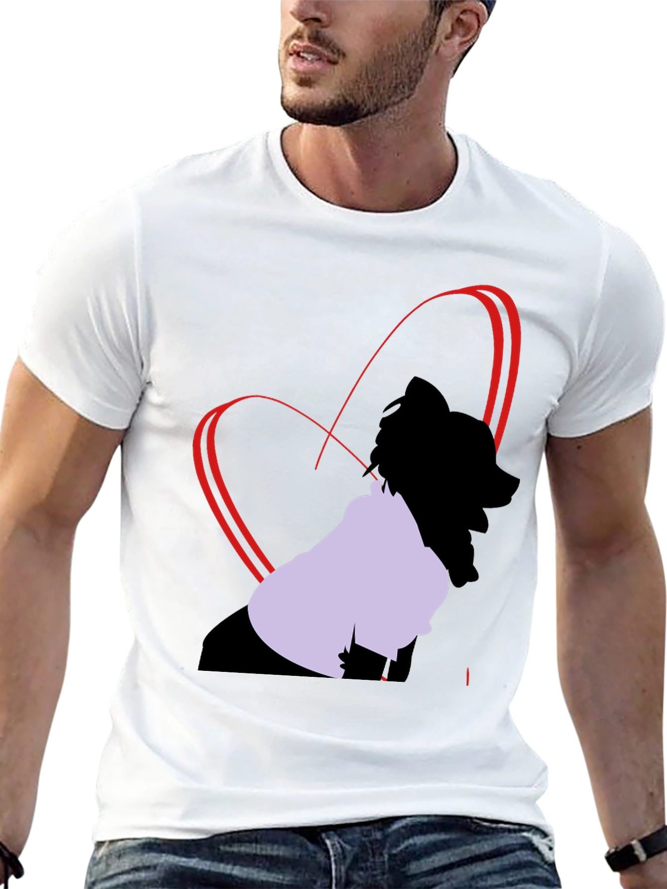 Heart Design Black T-Shirt