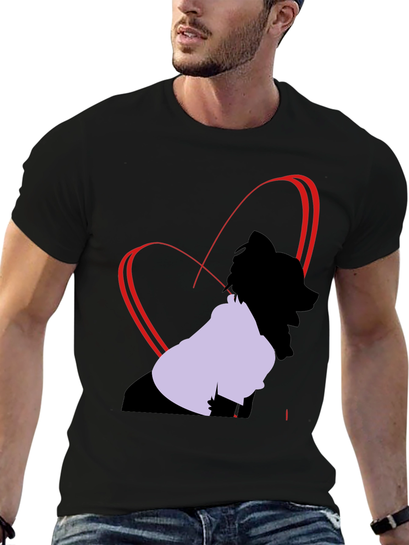 Heart Design Black T-Shirt