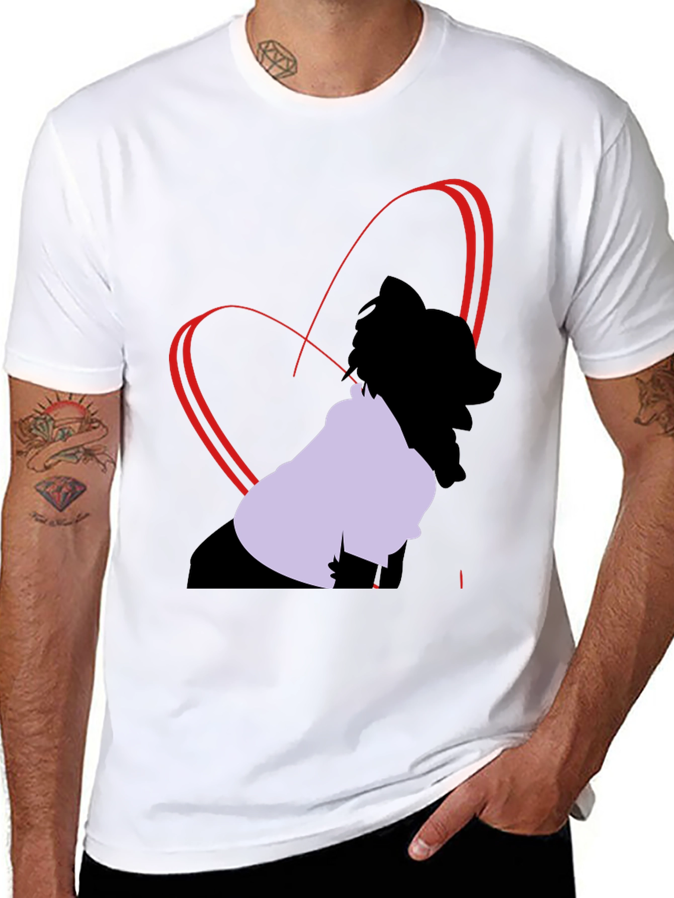 Heart Design Black T-Shirt