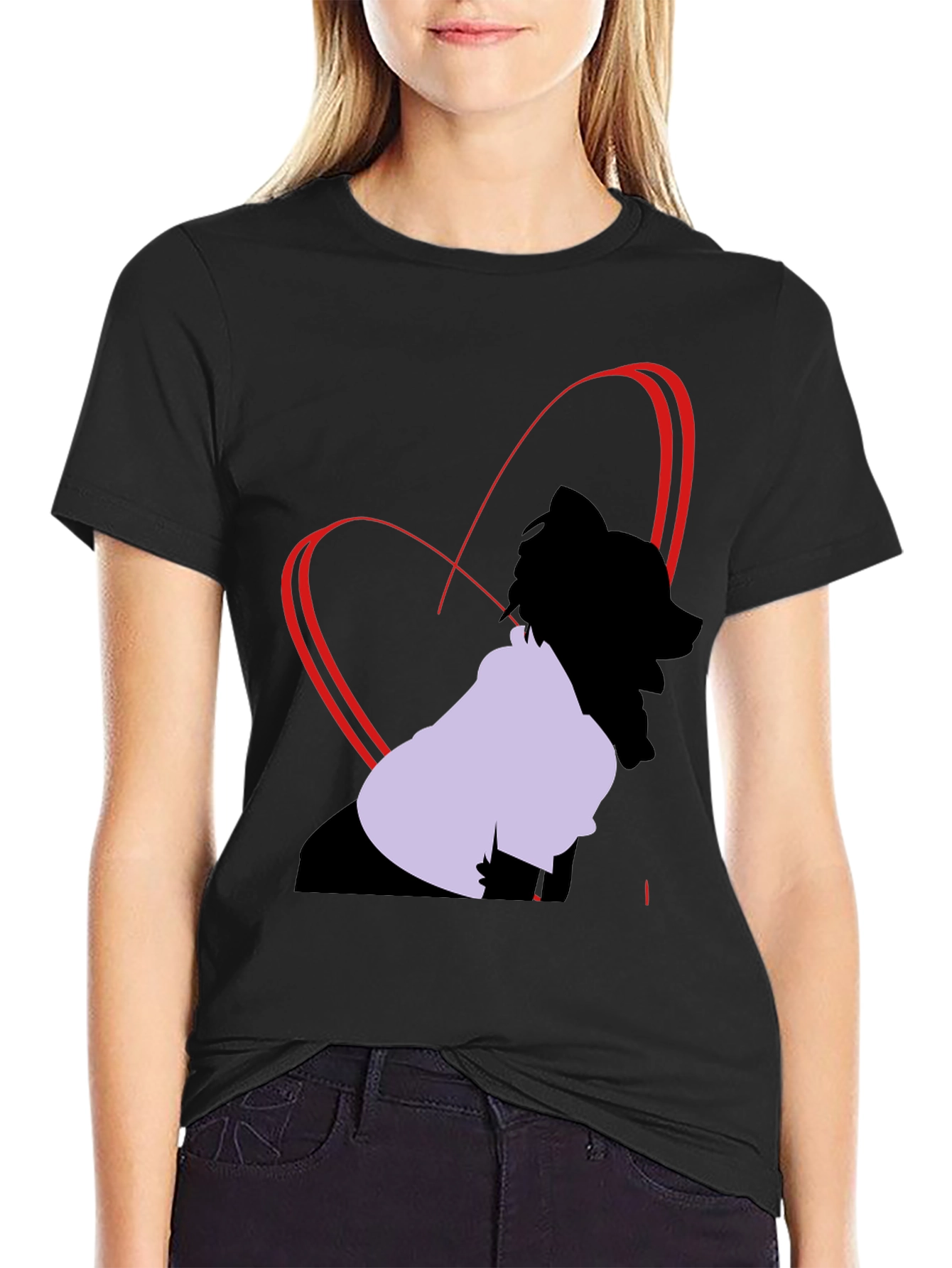 Heart Design Black T-Shirt