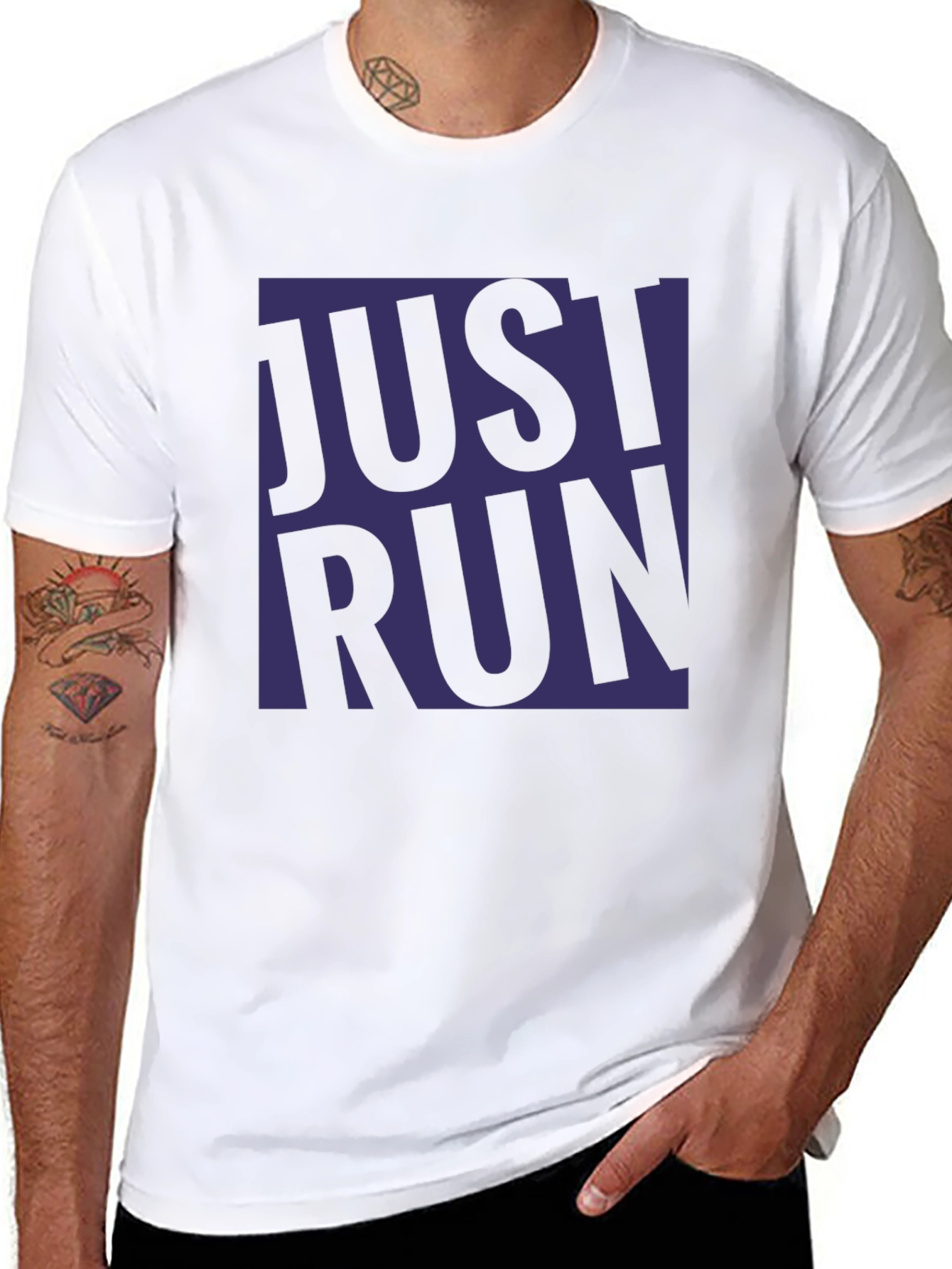 Just Run Graphic T-Shirt - Black Casual Tee