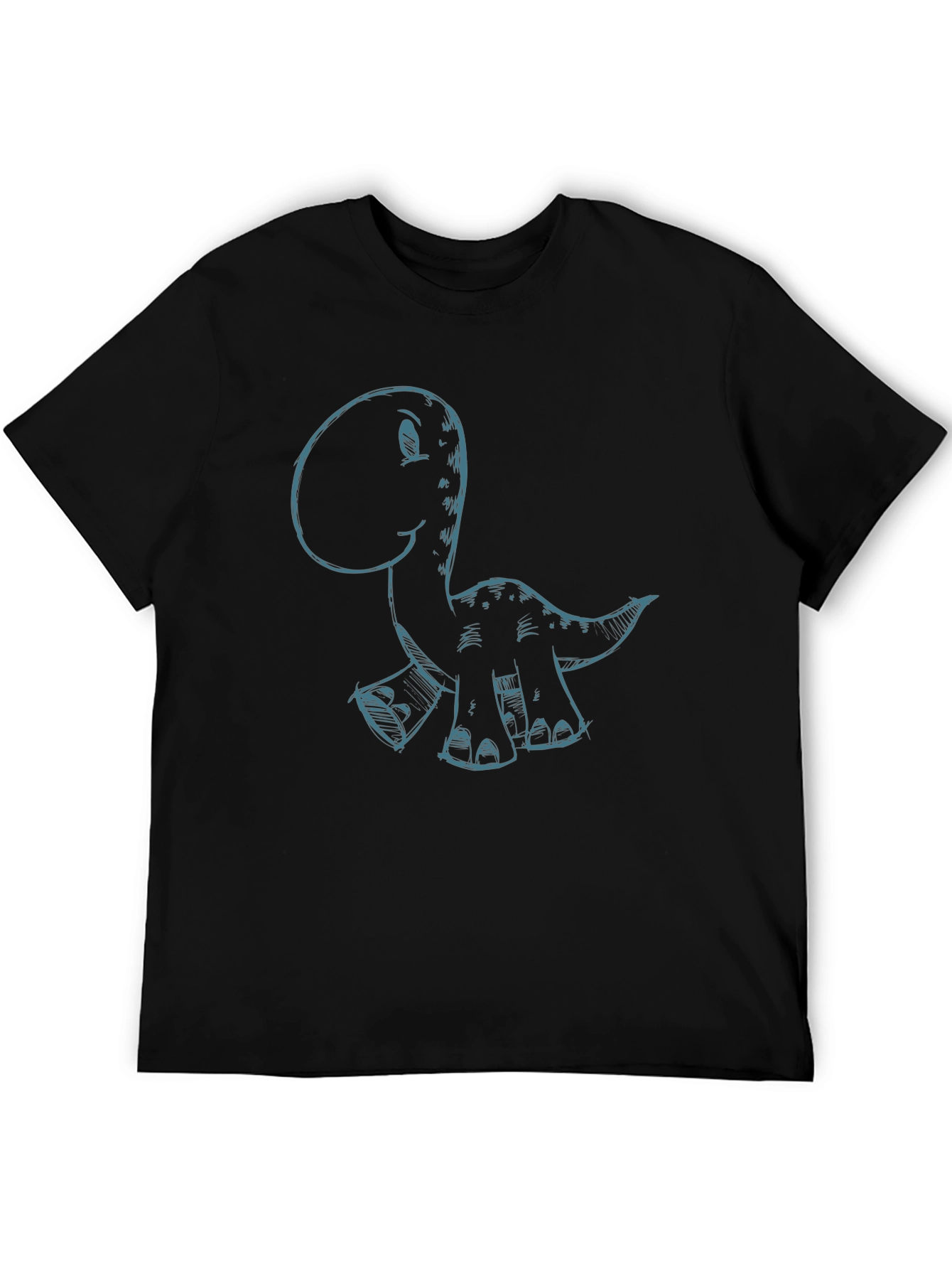 Cartoon Dinosaur Graphic Black T-Shirt