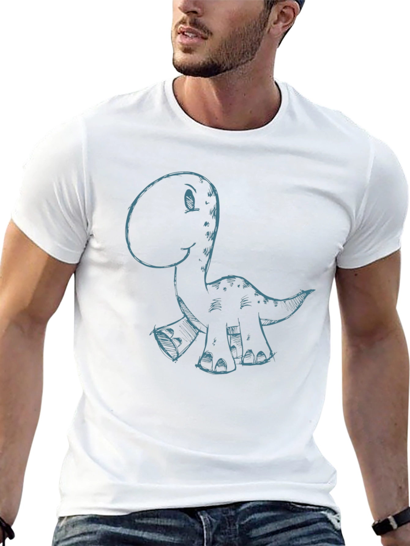 Cartoon Dinosaur Graphic Black T-Shirt
