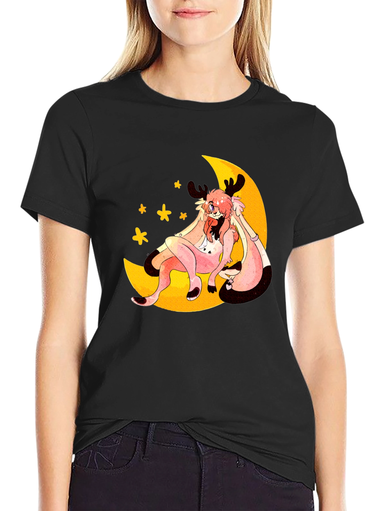 Moon Creature Graphic Black T-Shirt