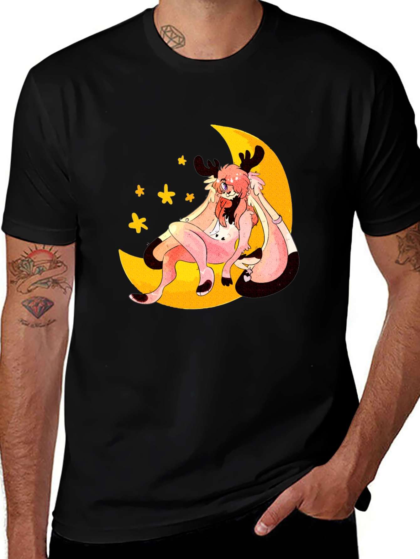 Moon Creature Graphic Black T-Shirt
