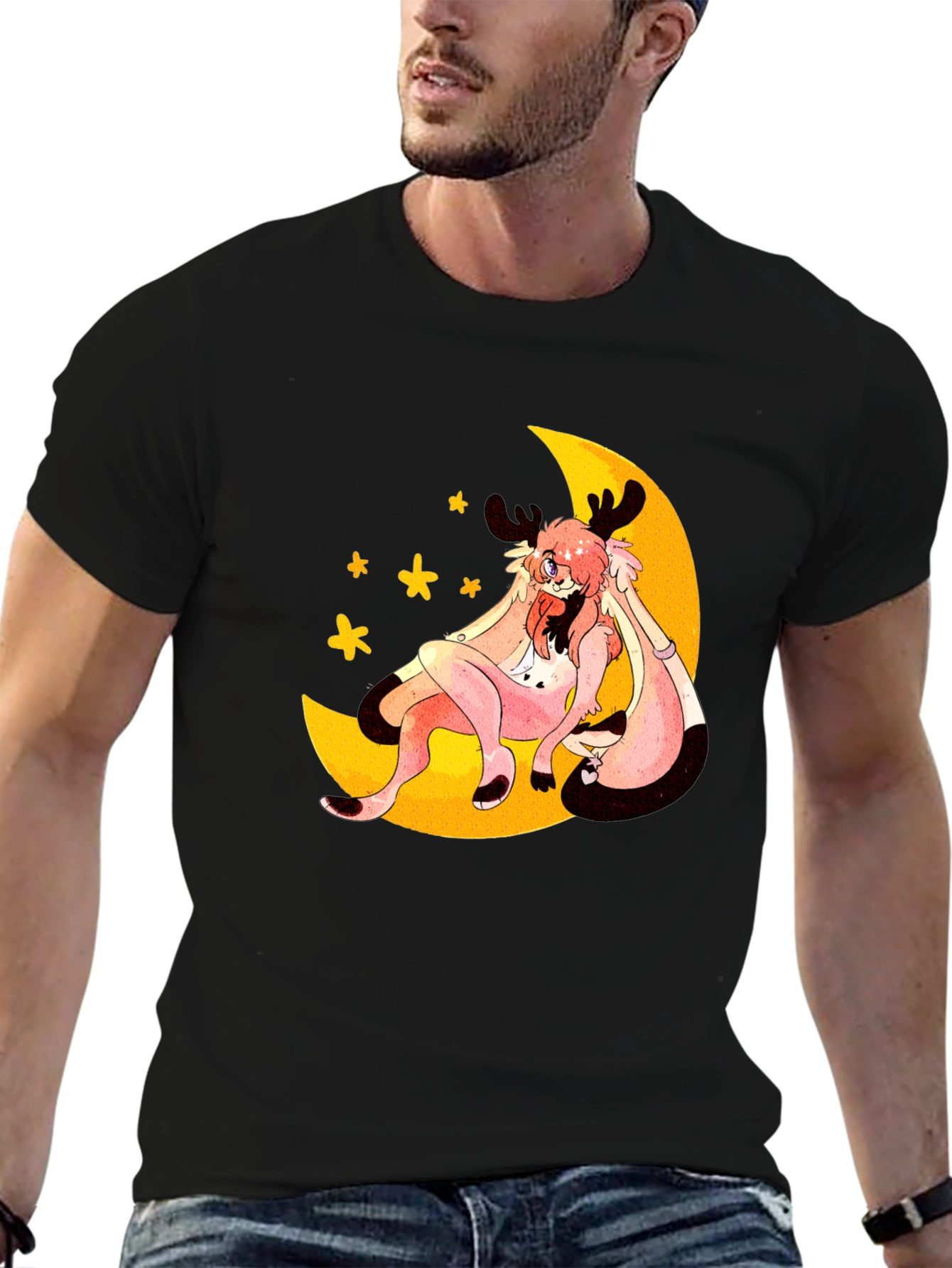 Moon Creature Graphic Black T-Shirt