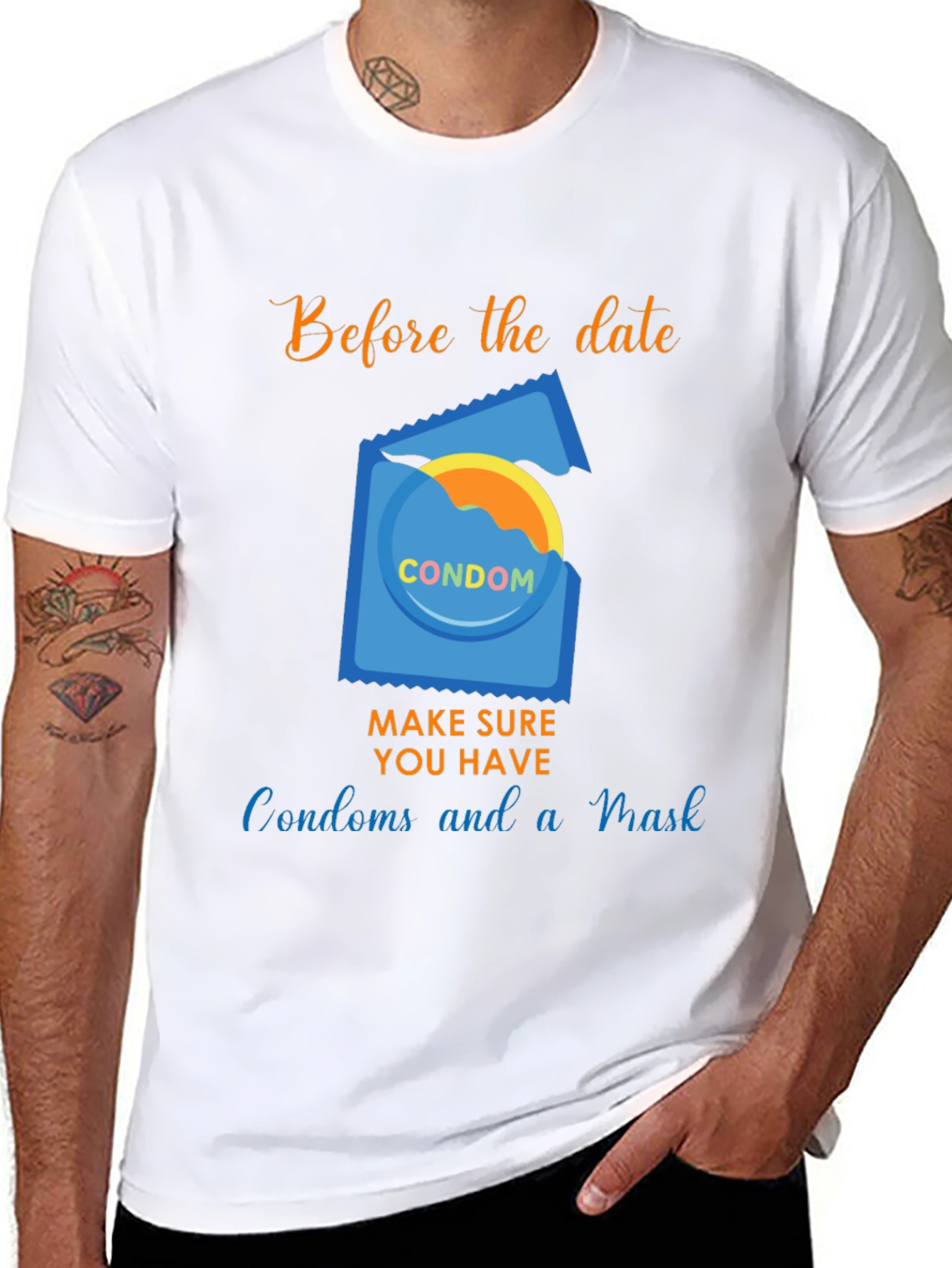 Before the Date T-Shirt - Condoms and Mask
