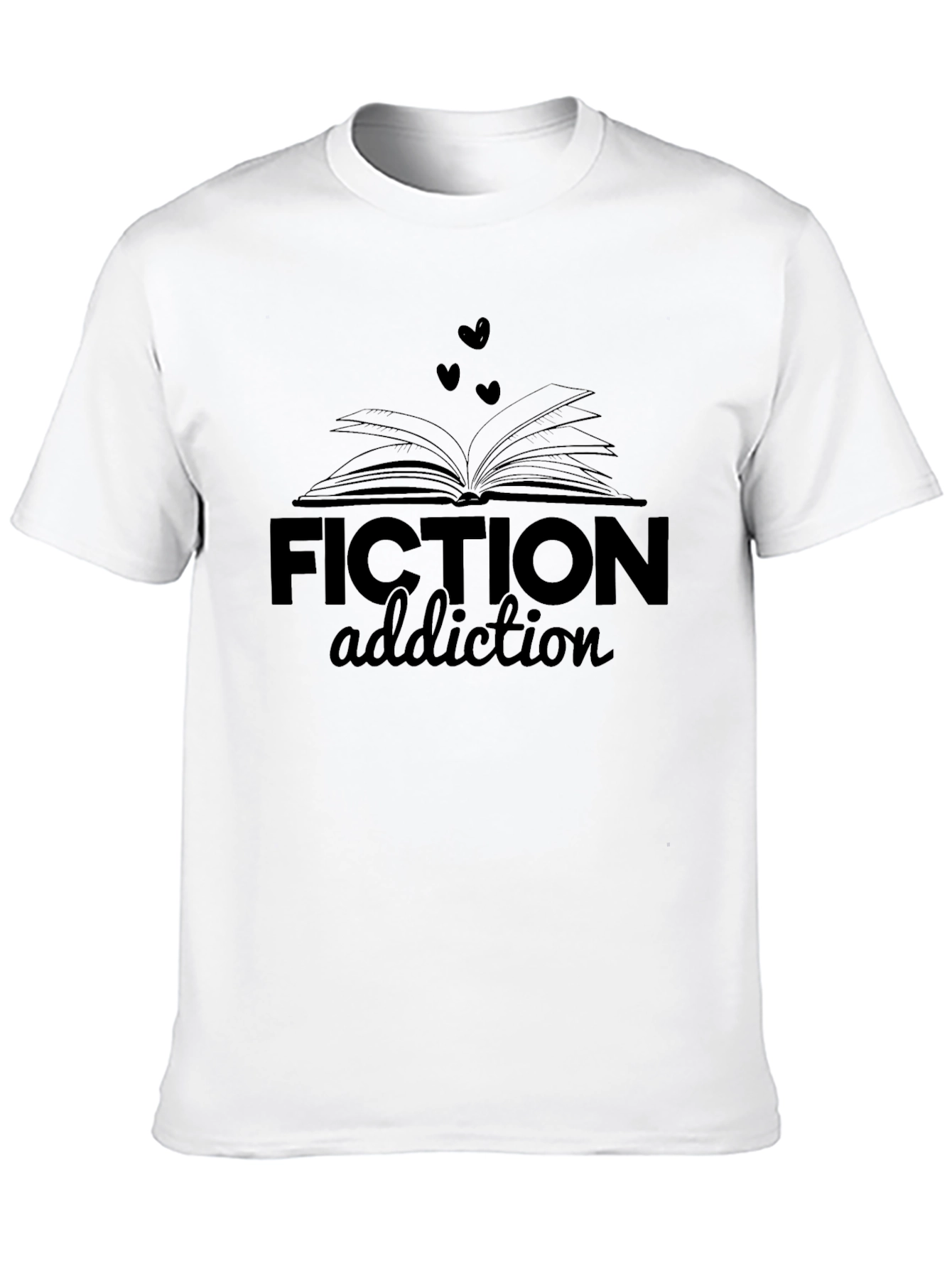Fiction Addiction Black T-Shirt - Book Lover Tee