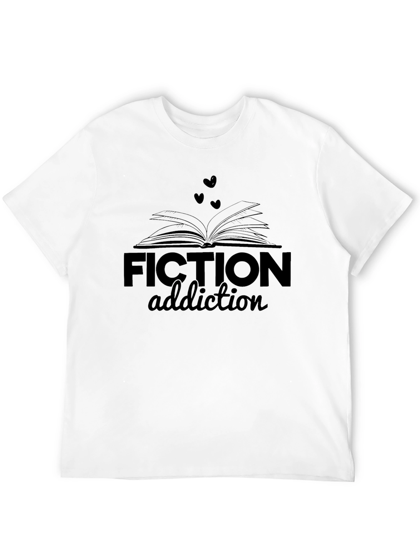 Fiction Addiction Black T-Shirt - Book Lover Tee