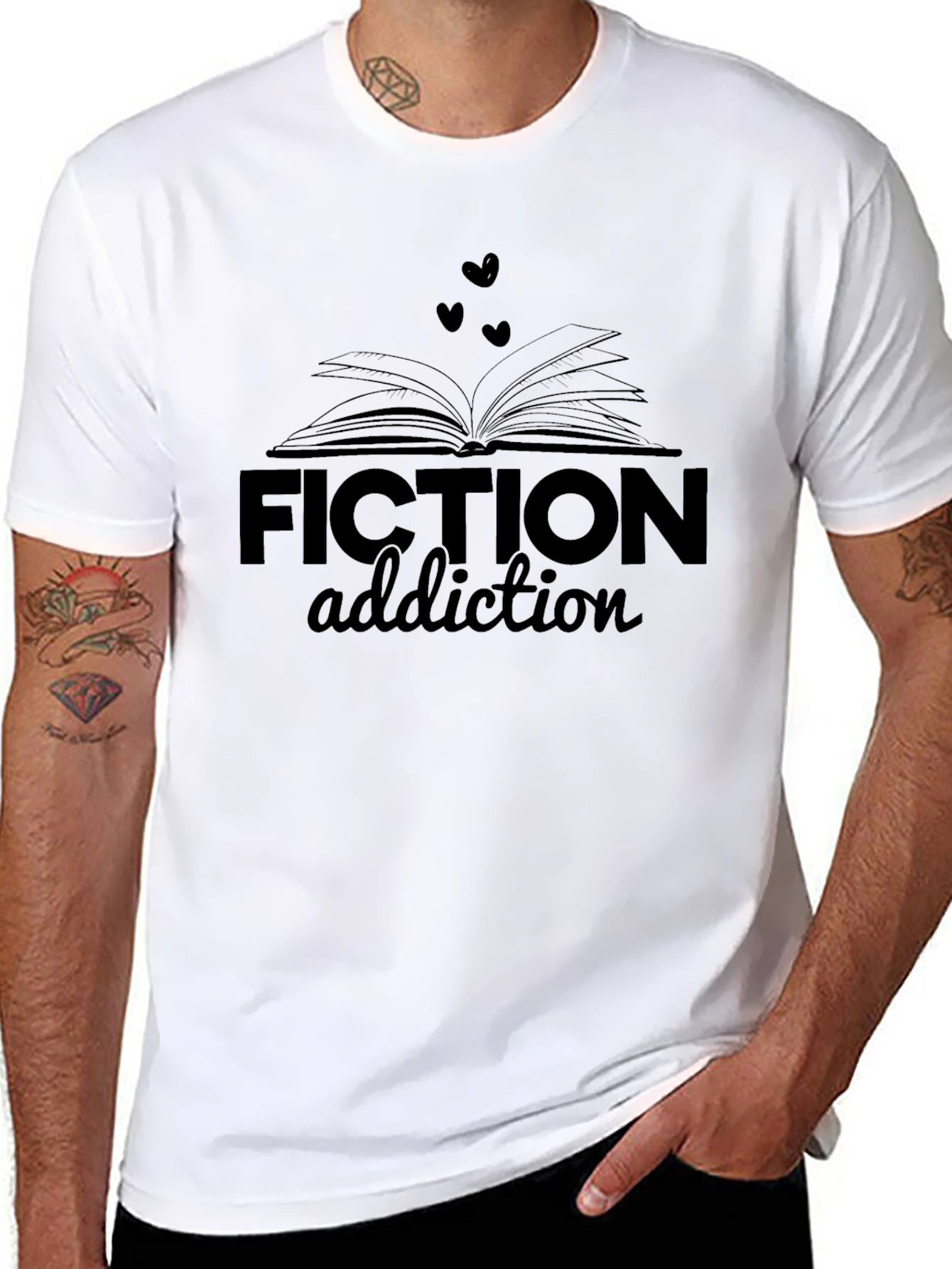 Fiction Addiction Black T-Shirt - Book Lover Tee