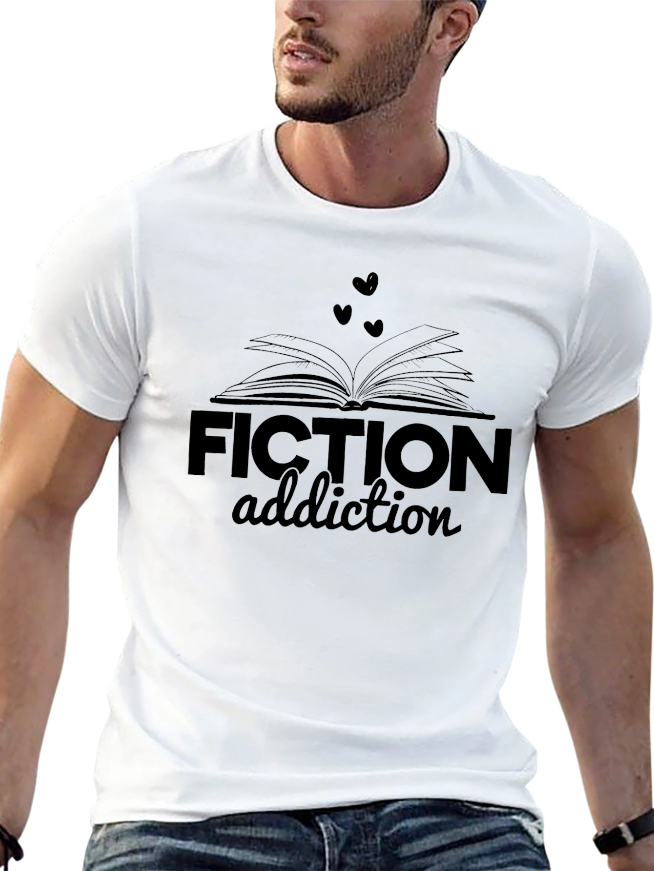 Fiction Addiction Black T-Shirt - Book Lover Tee