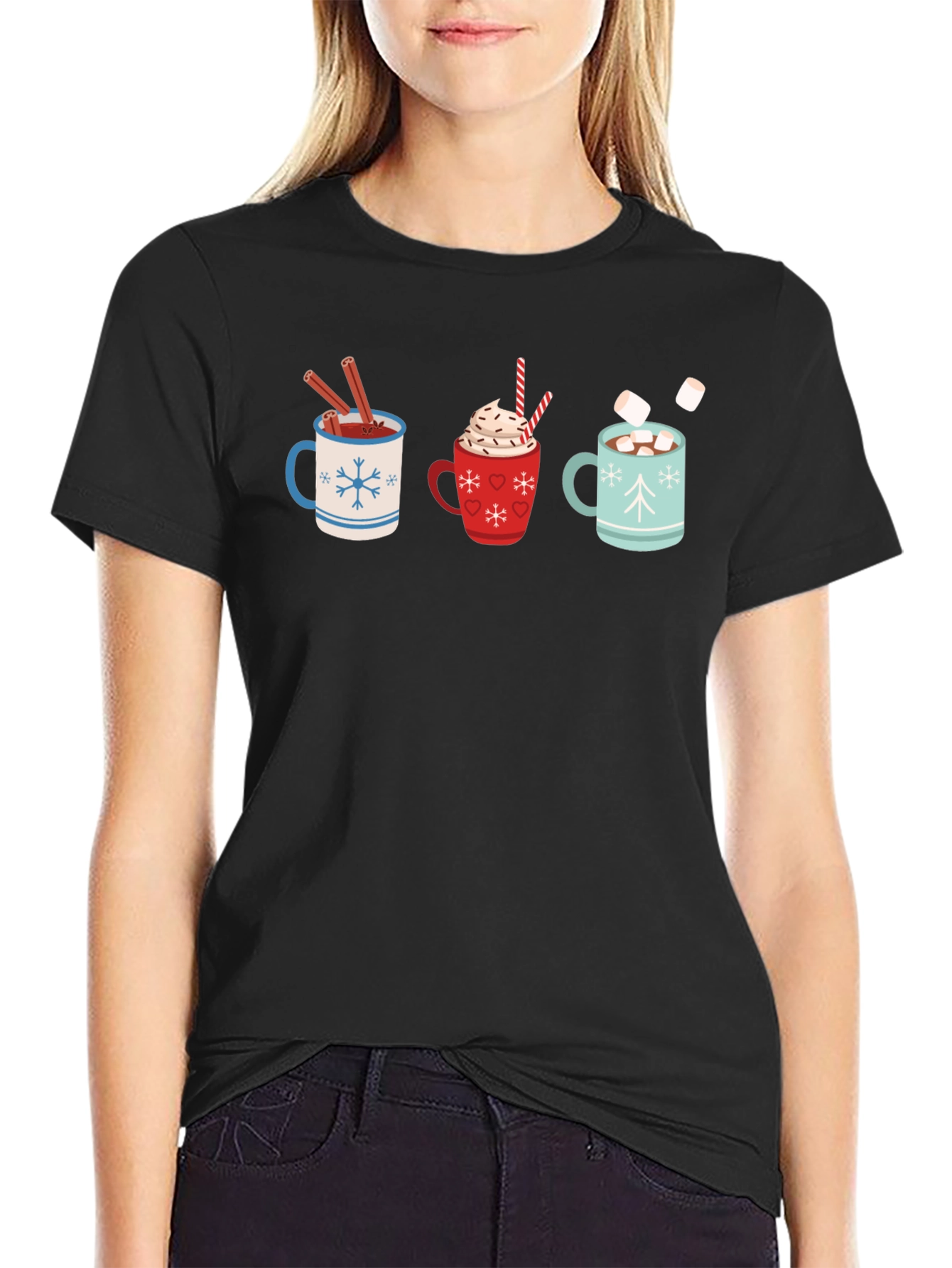 Hot Cocoa Mugs Graphic T-Shirt