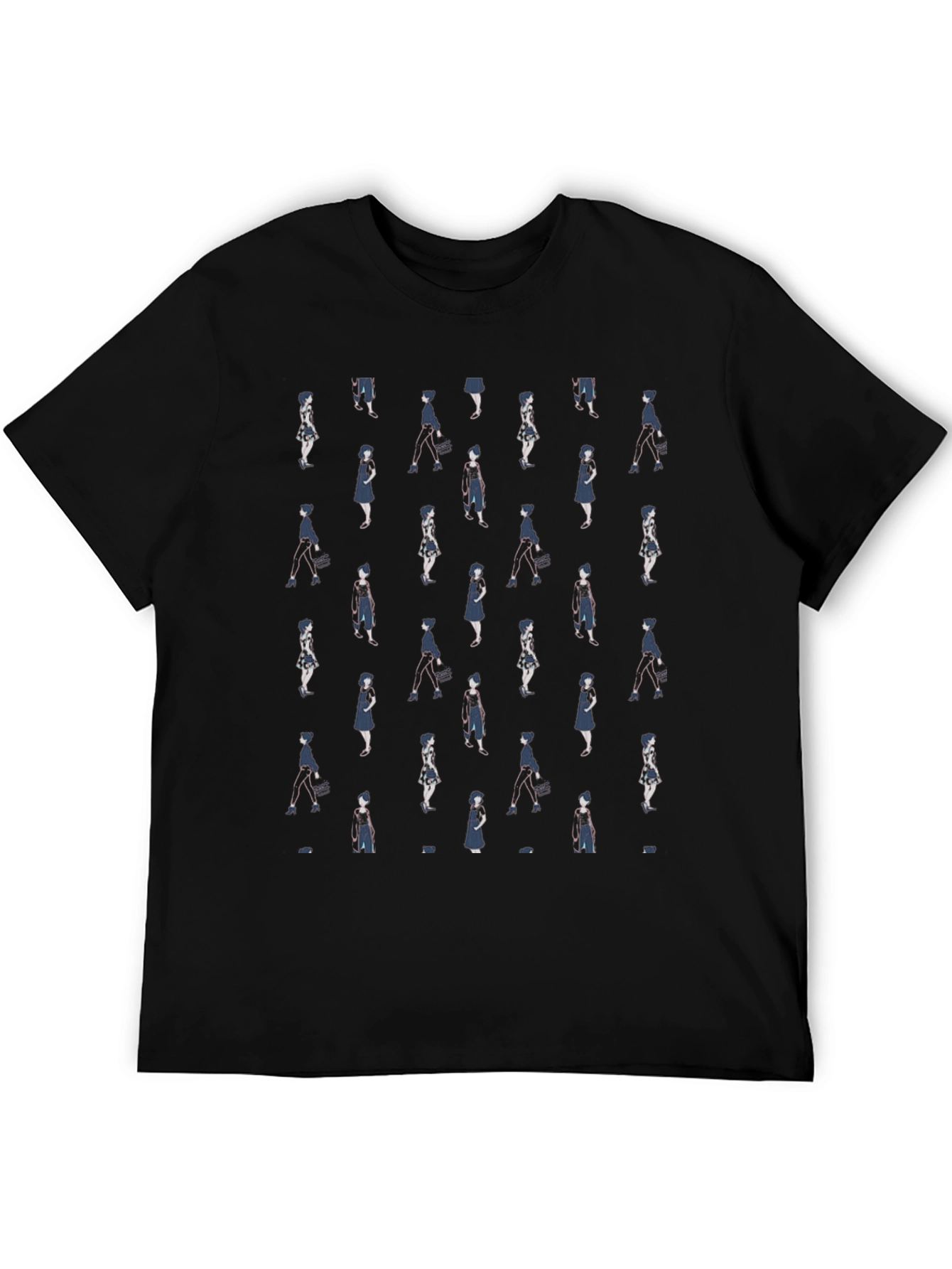 Patterned Womens Figure Black Graphic T-Shirt