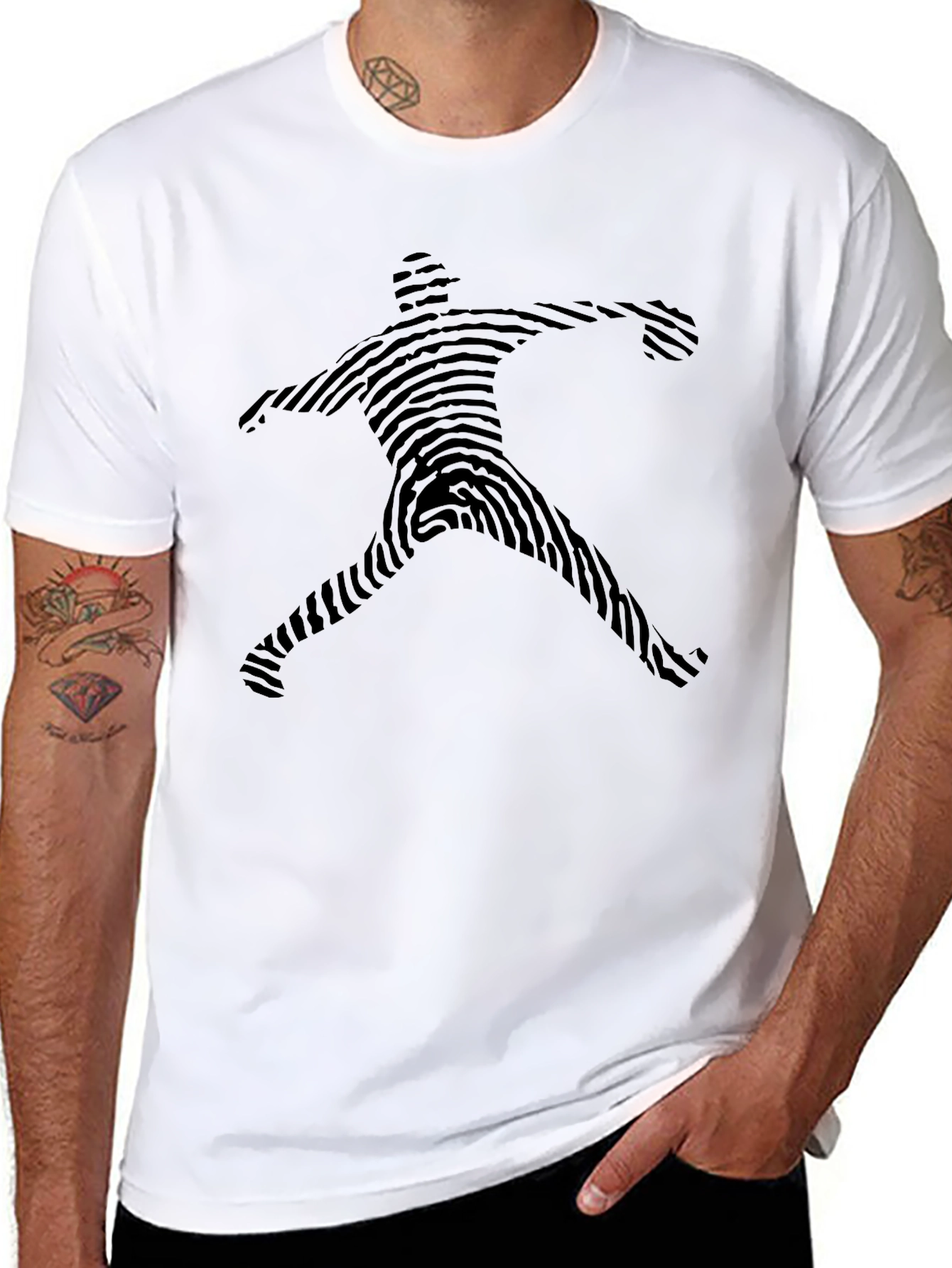 Fingerprint Jordan T-Shirt - Black Cotton Graphic Tee