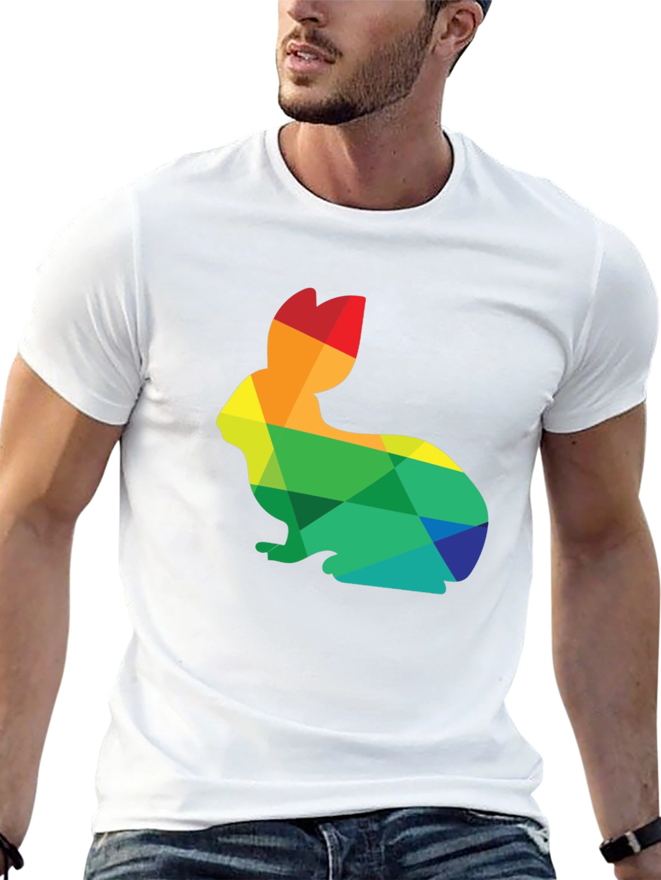 Rainbow Rabbit Graphic T-Shirt - Soft Cotton Blend