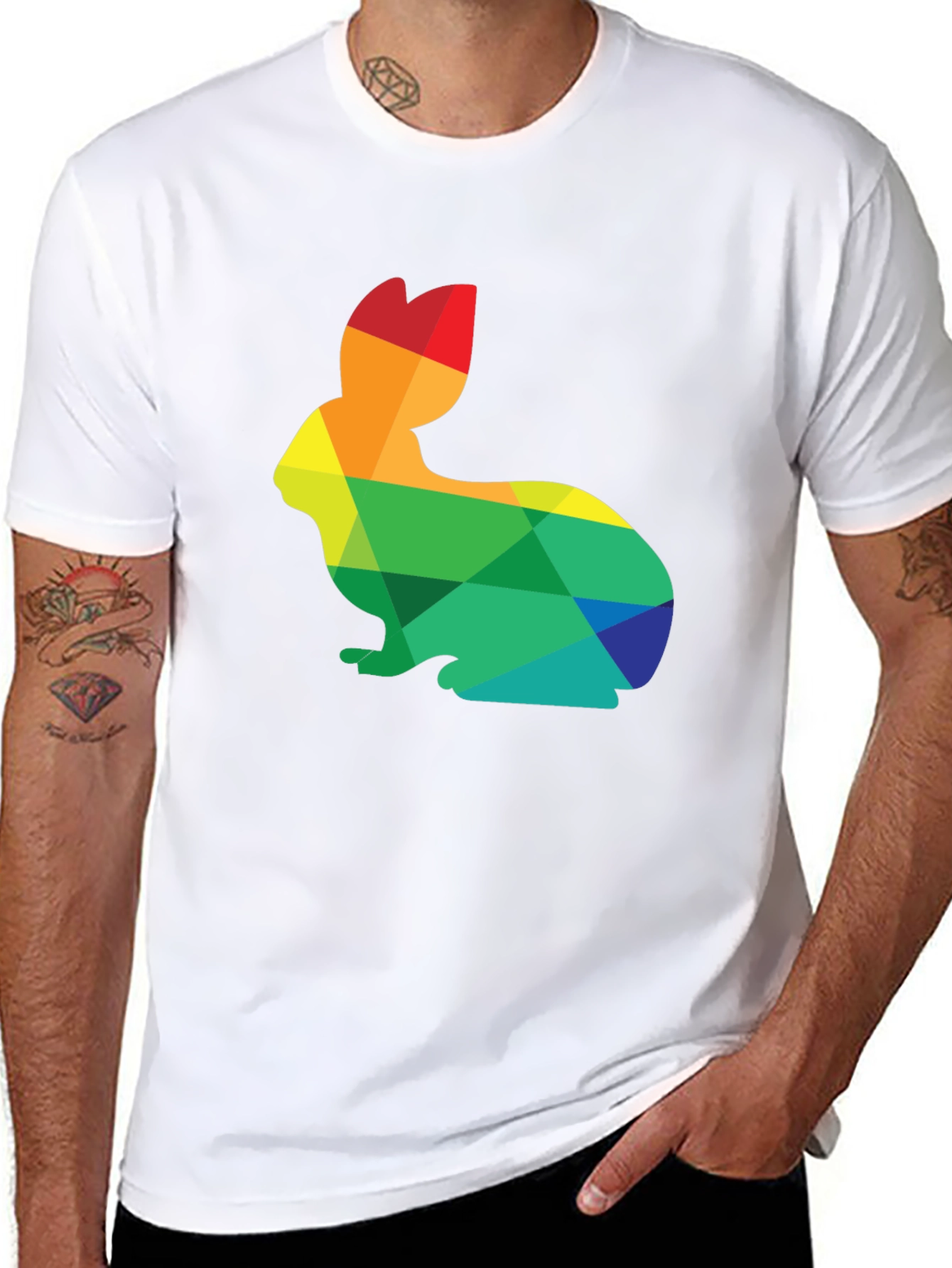 Rainbow Rabbit Graphic T-Shirt - Soft Cotton Blend