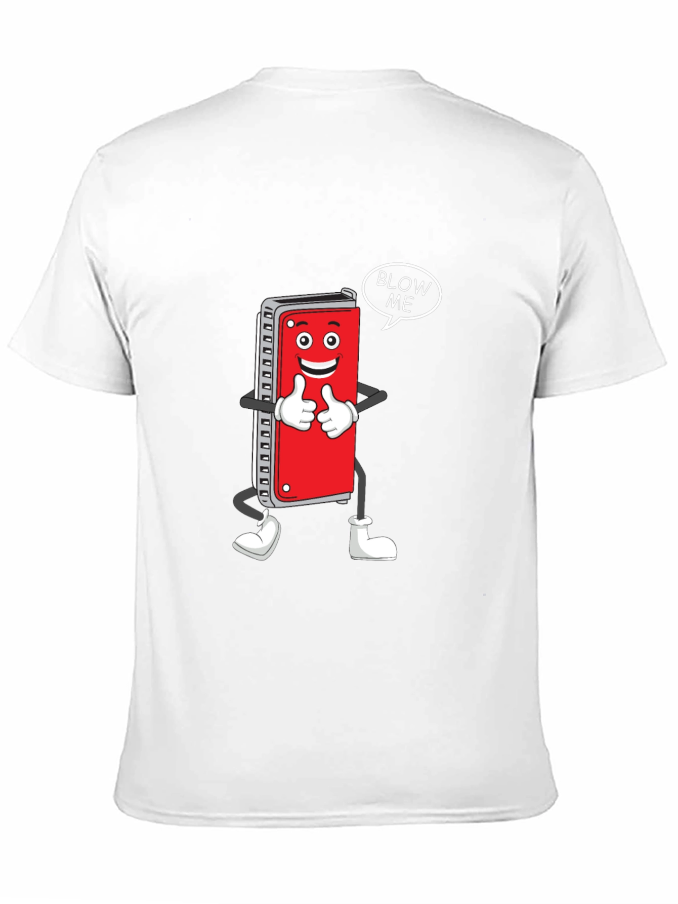 Harmonica Cartoon Graphic T-Shirt - Blow Me!