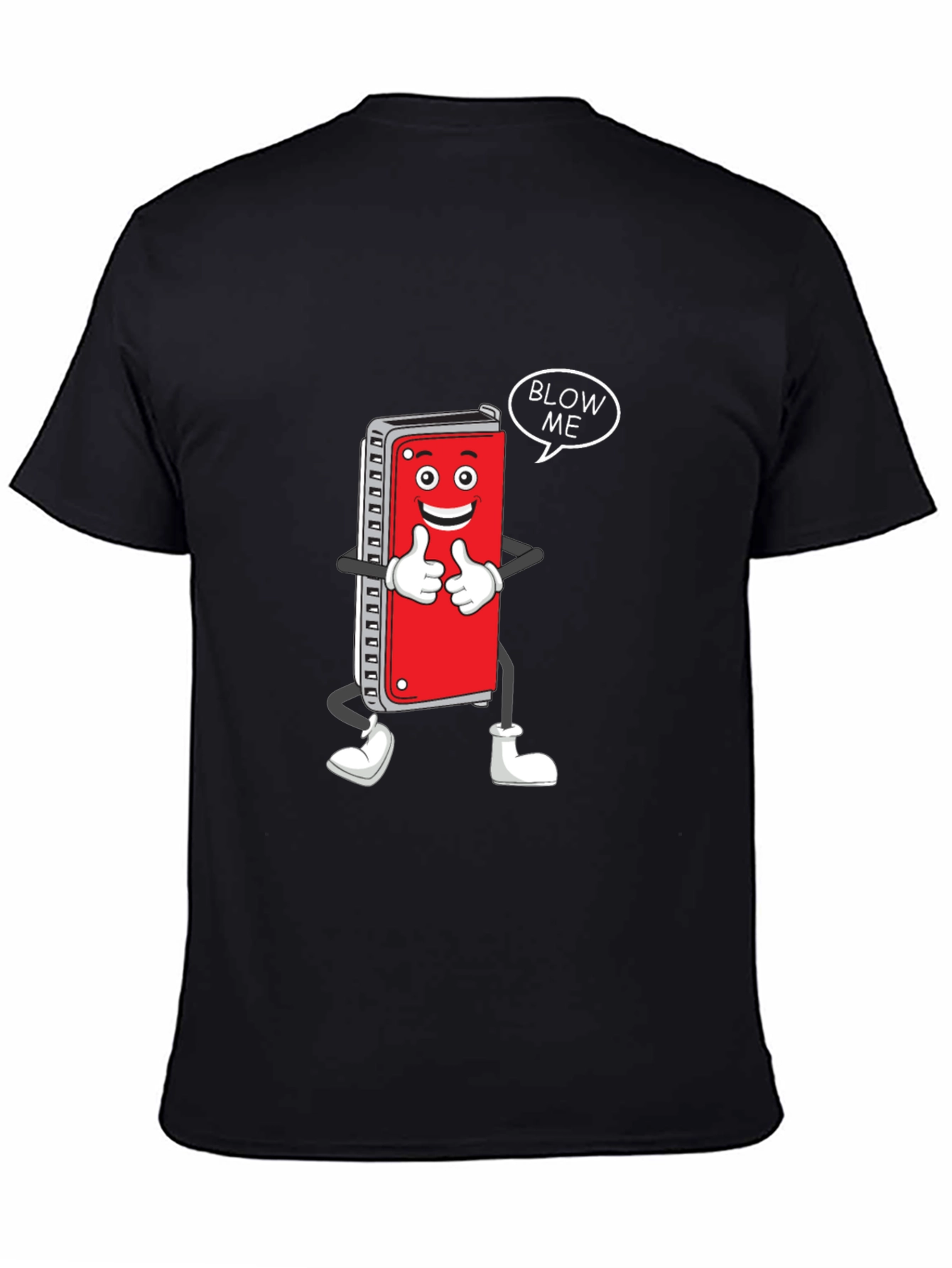 Harmonica Cartoon Graphic T-Shirt - Blow Me!