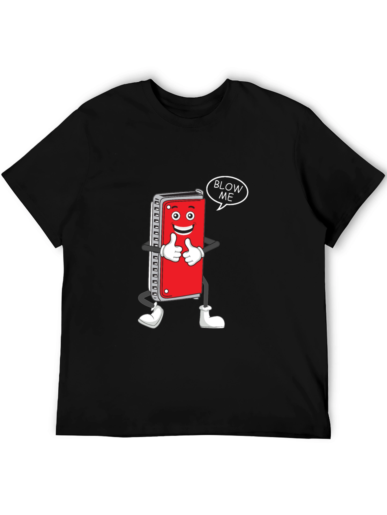 Harmonica Cartoon Graphic T-Shirt - Blow Me!