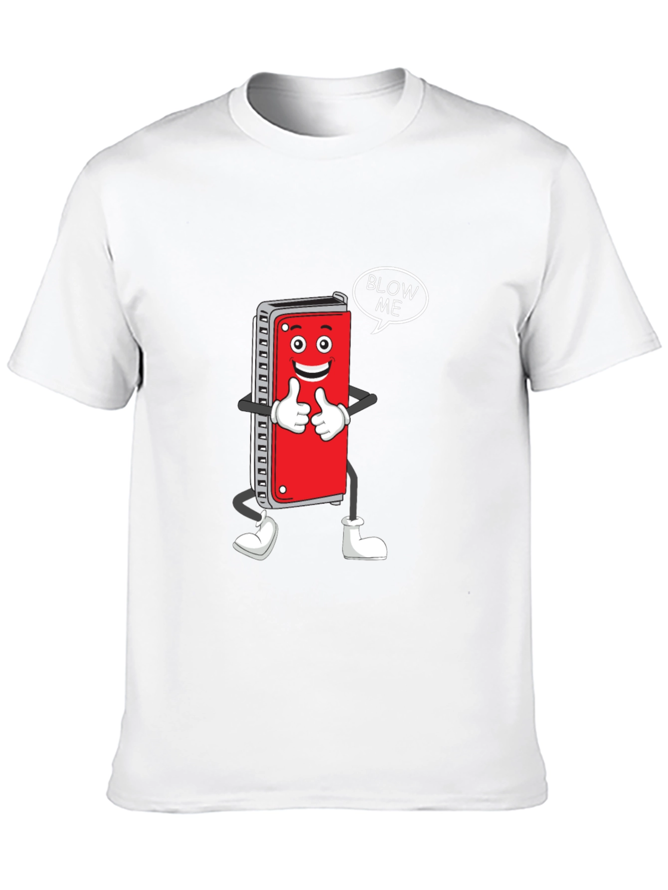 Harmonica Cartoon Graphic T-Shirt - Blow Me!