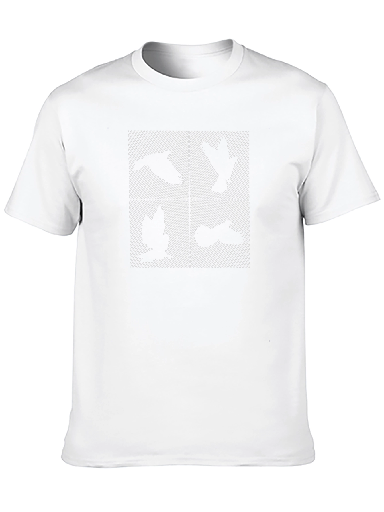 Abstract Birds Graphic Print Black T-Shirt