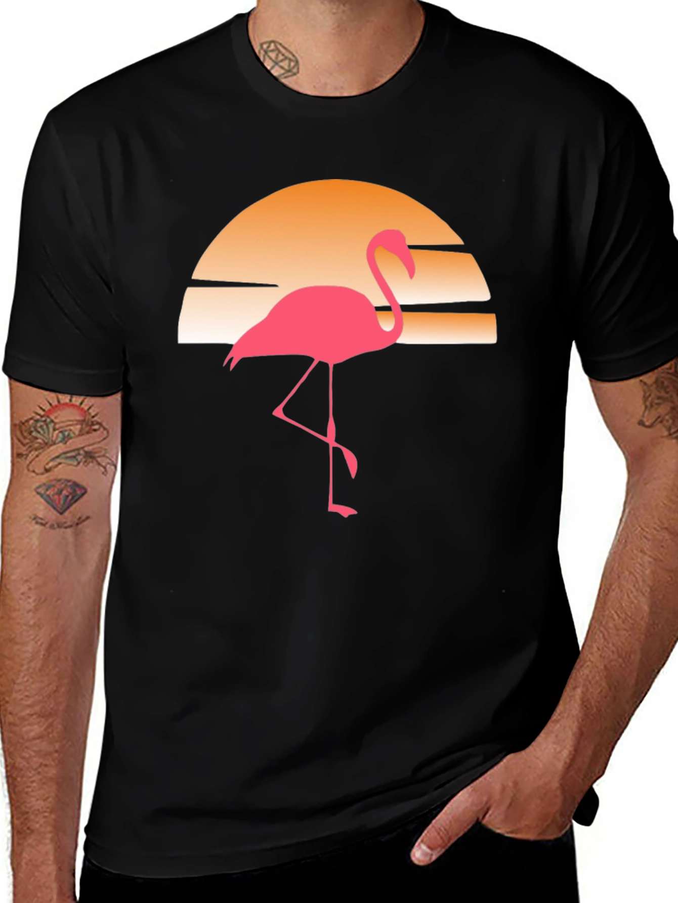 Retro Flamingo Sunset Graphic Tee