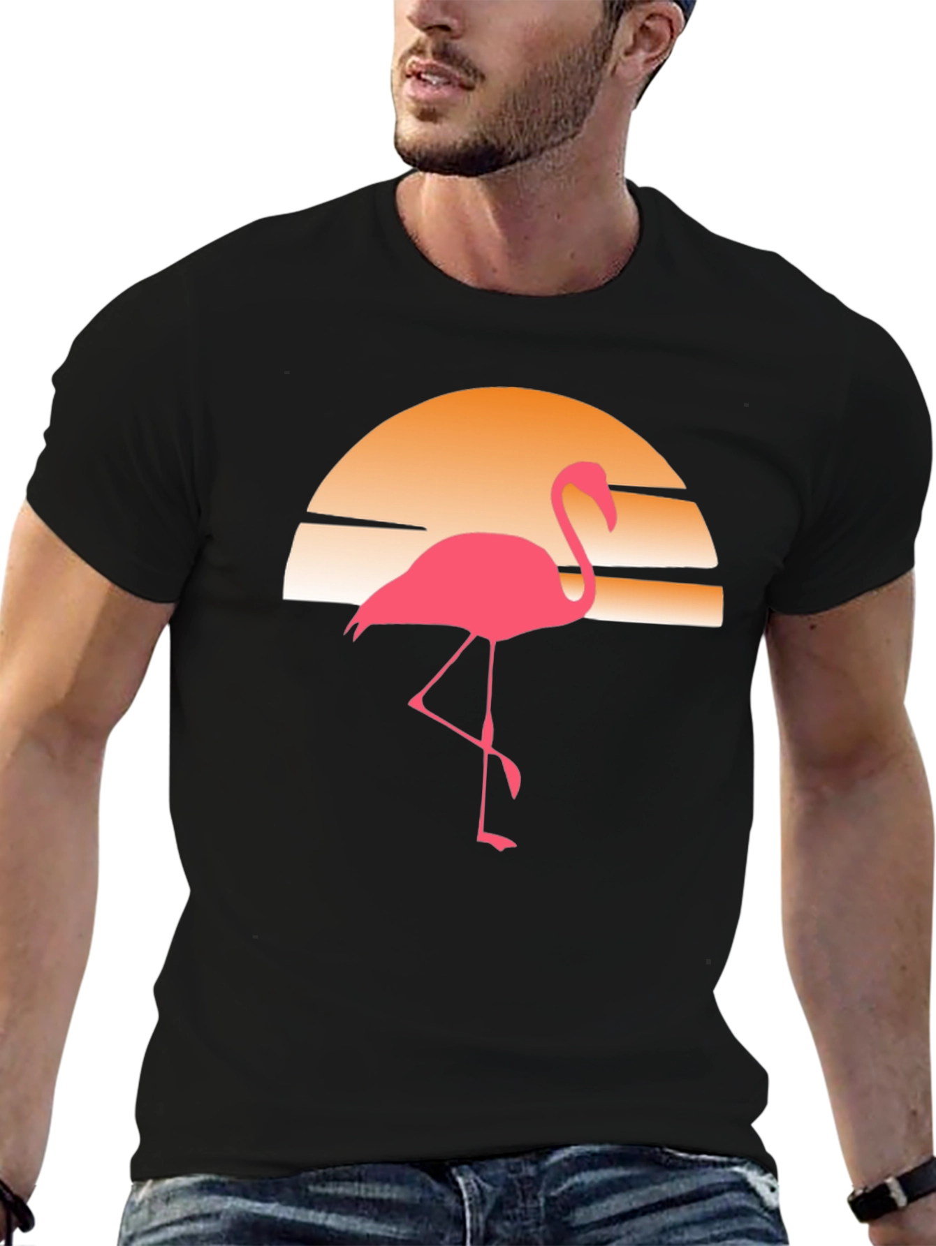 Retro Flamingo Sunset Graphic Tee
