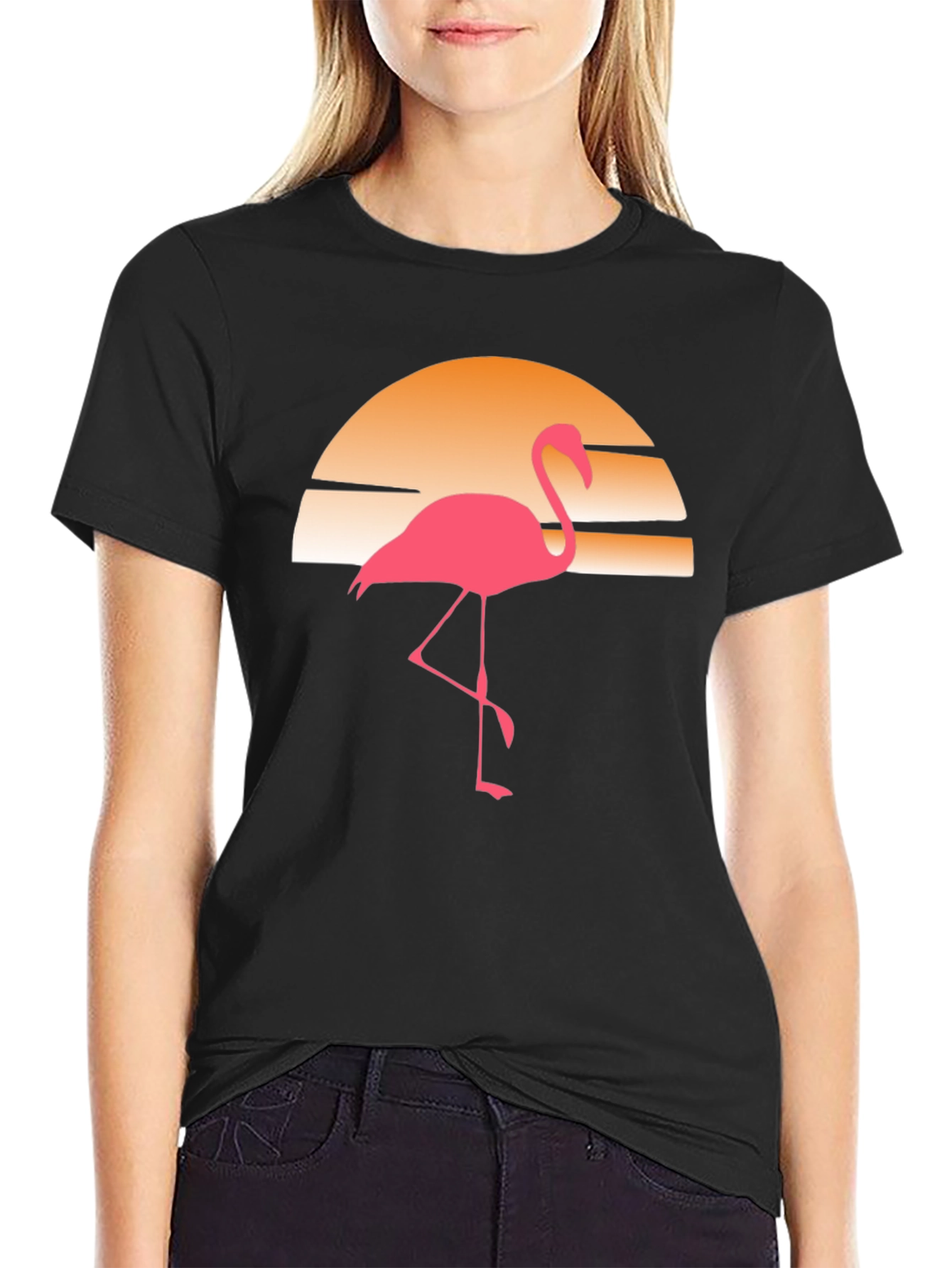 Retro Flamingo Sunset Graphic Tee