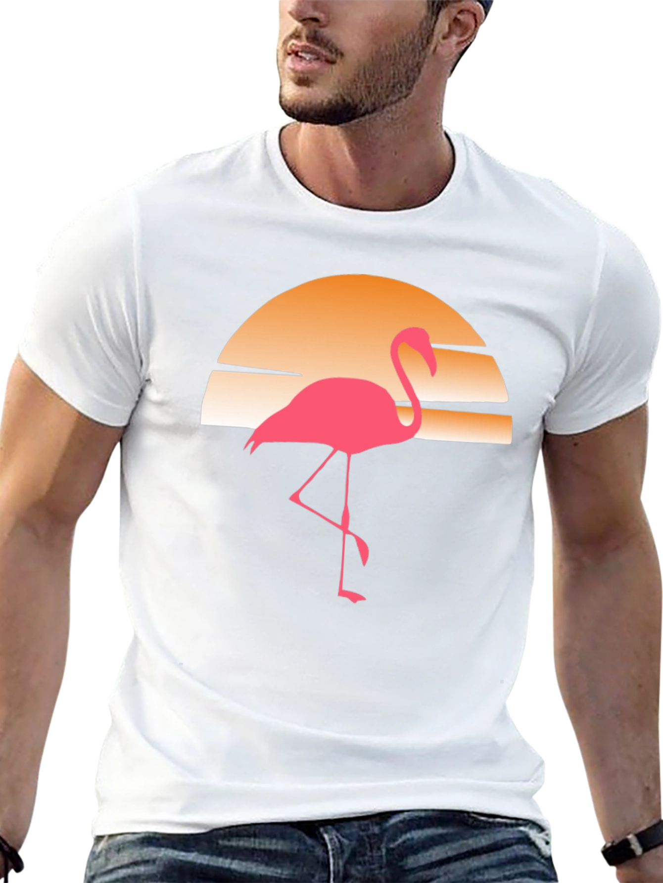 Retro Flamingo Sunset Graphic Tee