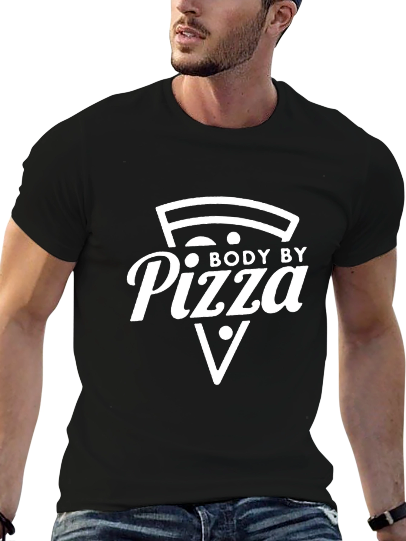 Body By Pizza Black Graphic T-Shirt