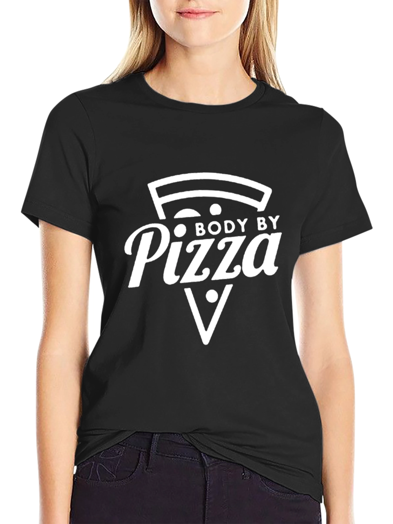 Body By Pizza Black Graphic T-Shirt