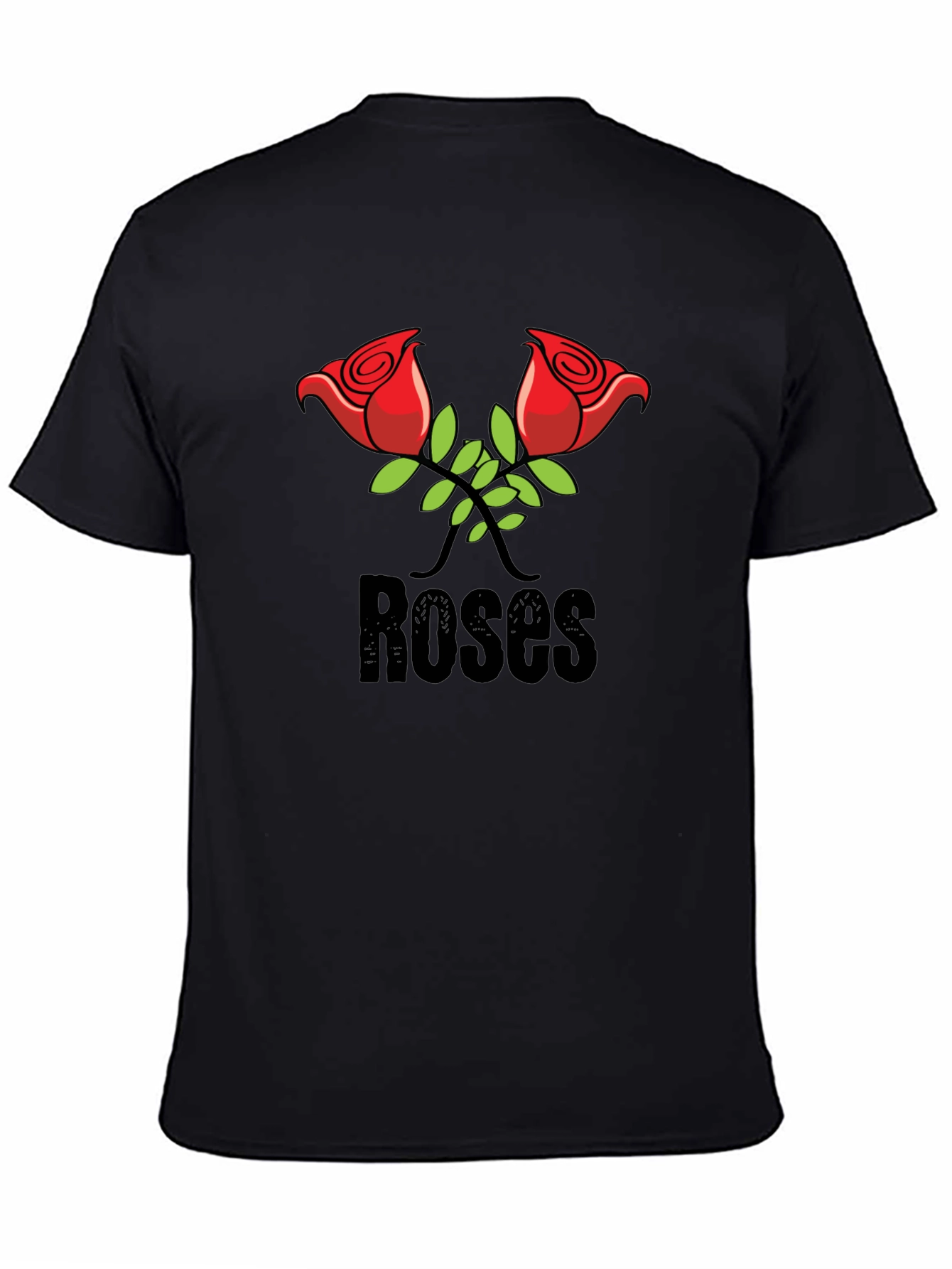 Roses Graphic Print Black T-Shirt